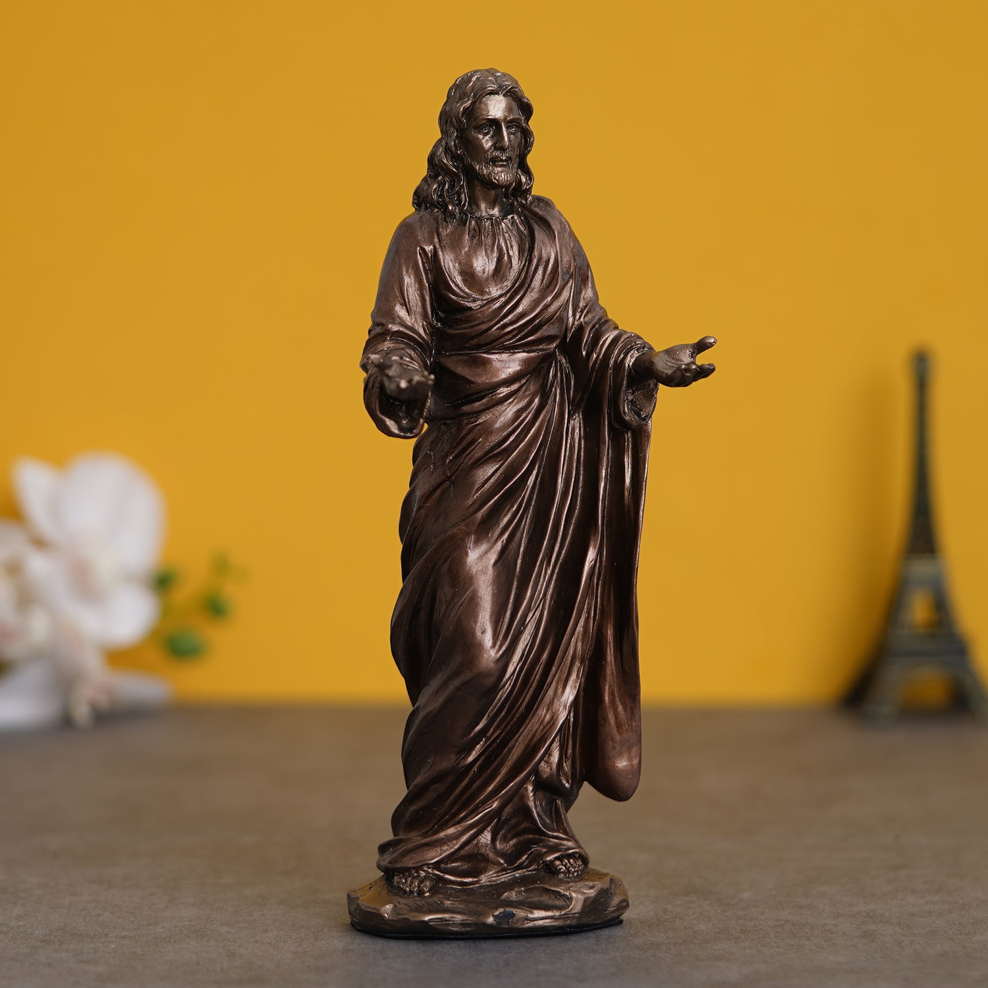 Jesus Christ with Open Arms Cold Cast Bronze Resin Decorative Figurine 7