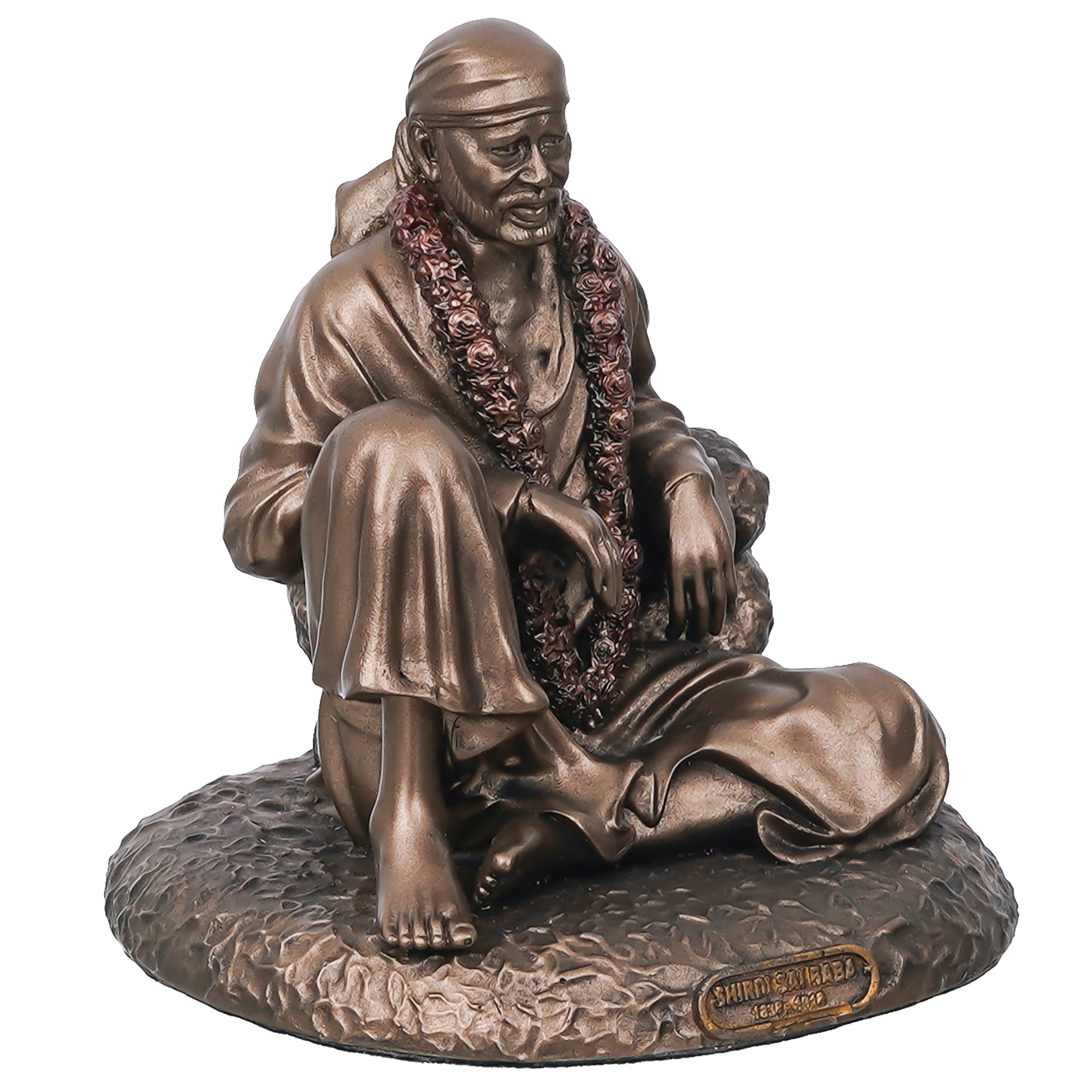 Cold Cast Bronze Resin Sitting Sai Baba Statue 2