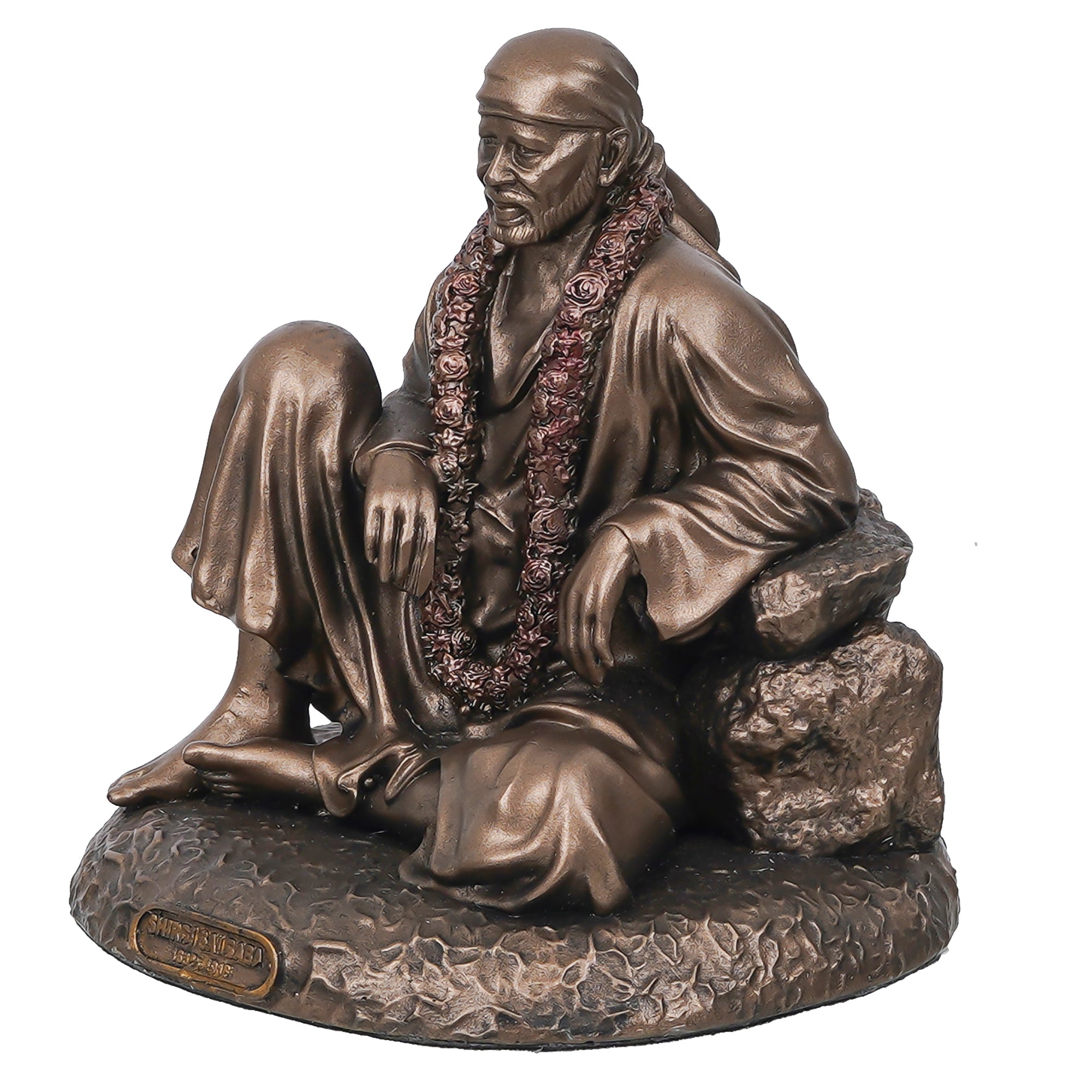 Cold Cast Bronze Resin Sitting Sai Baba Statue 3