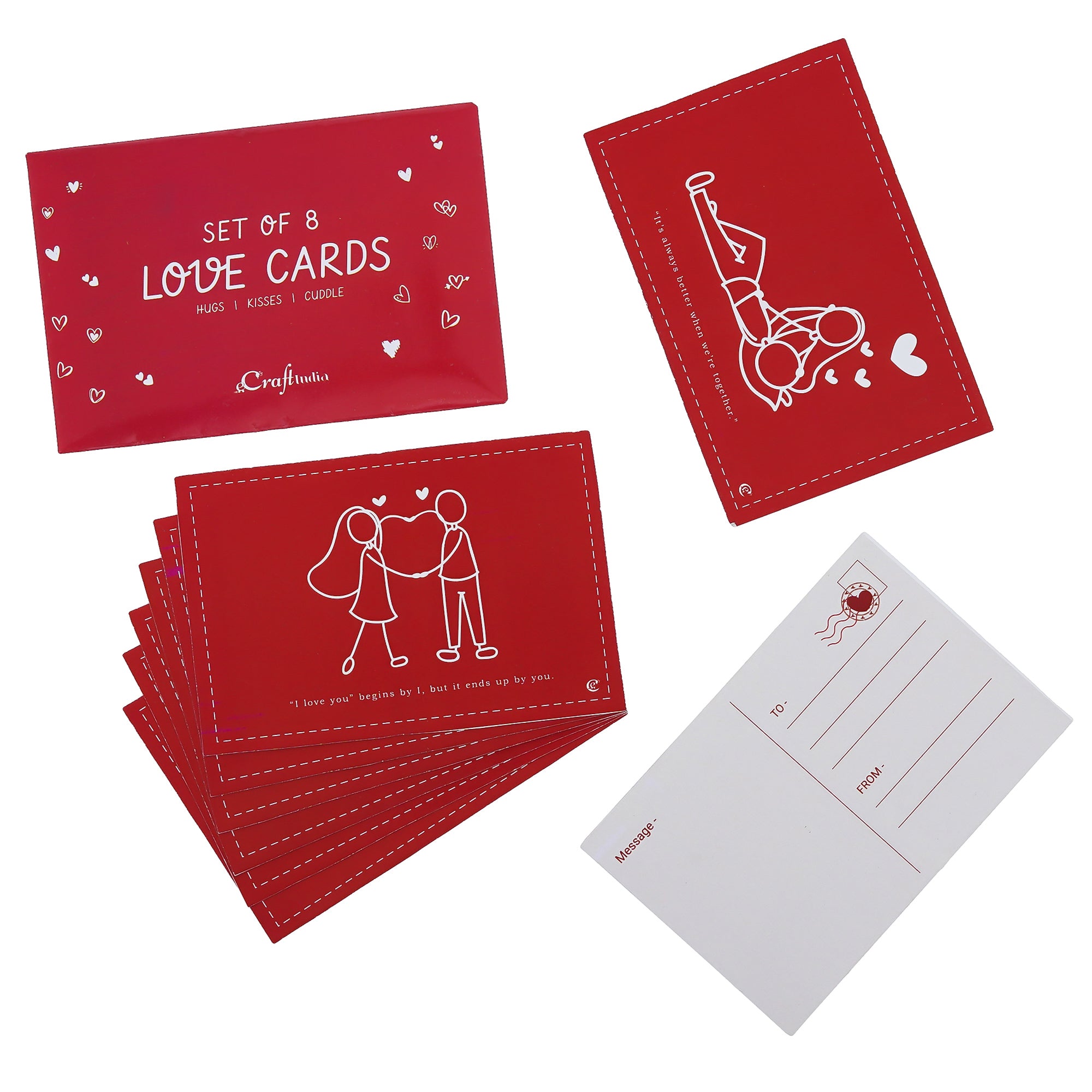 Set of 8 Valentine Love Gift Cards Set (Red and White) 2