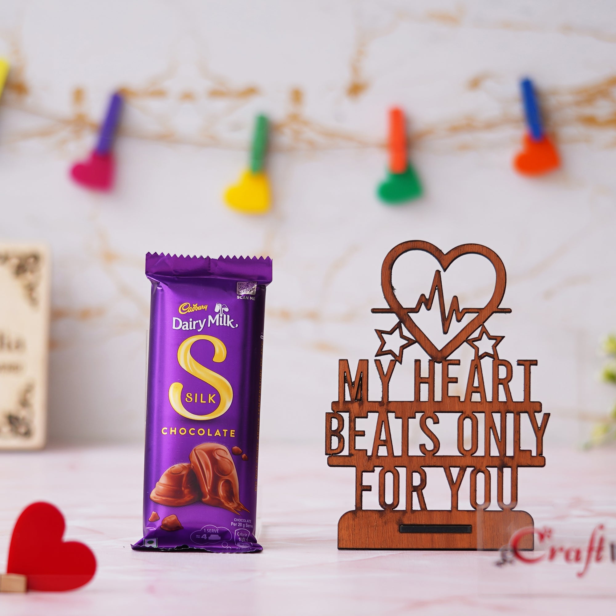 "My Heart Beats Only For You" Showpiece & Cadbury Dairy Milk Silk 1