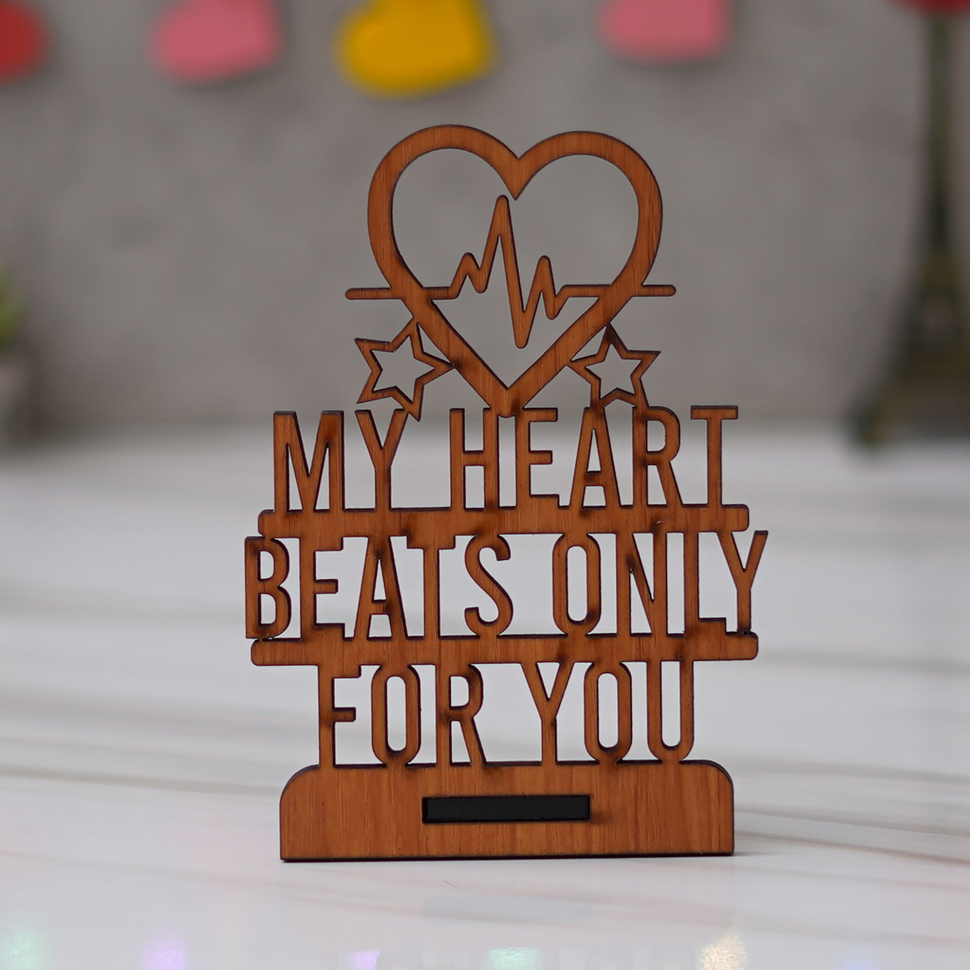 "My Heart Beats Only For You" Showpiece & Air Freshener Black Ice Pack 2