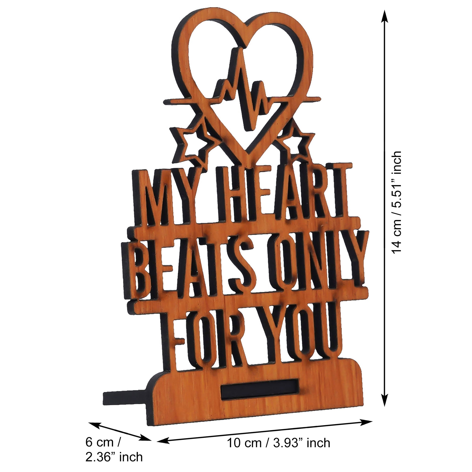 Wooden "My Heart Beats Only For You" Valentine's Gift & Almonds Chocolate 3