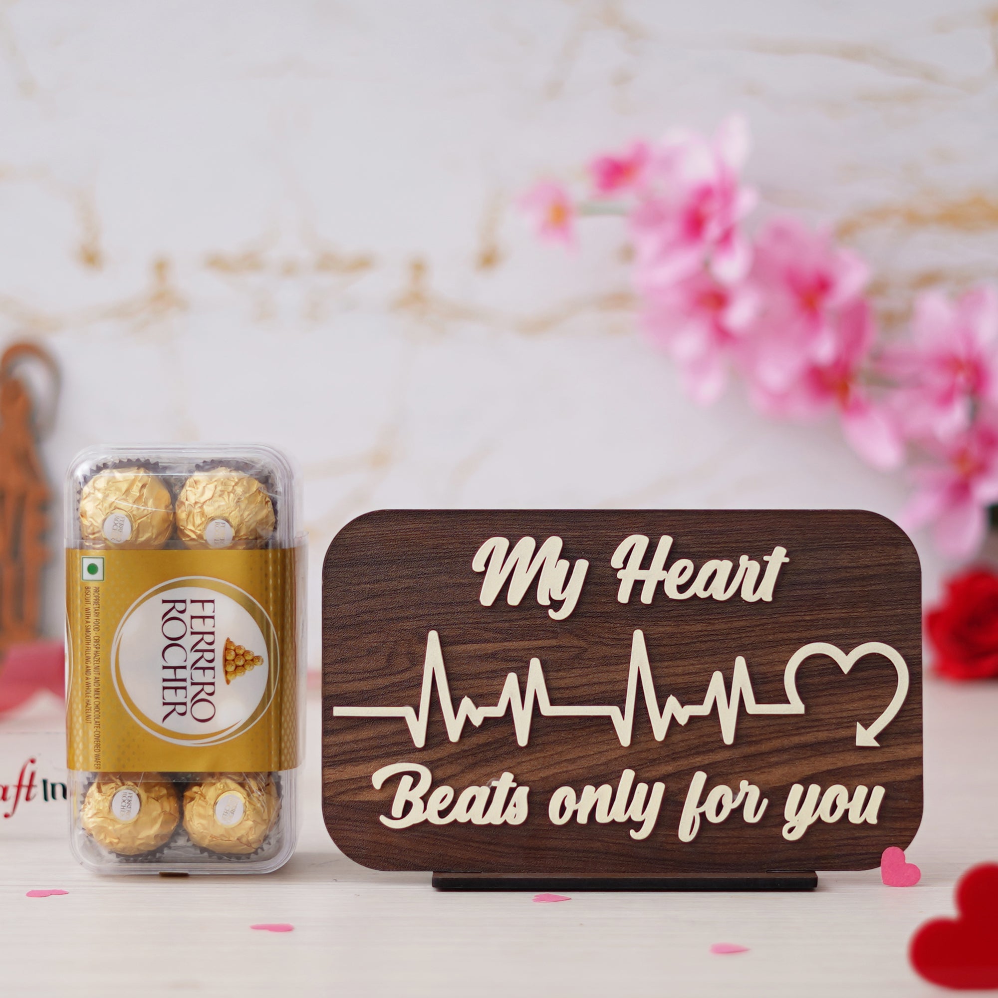 "My Heart Beats Only For You" Showpiece & Ferrero Rocher Chocolates 1