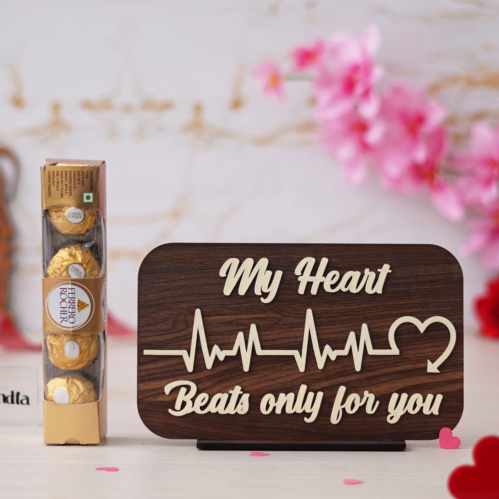 "My Heart Beats Only For You" Showpiece & Ferrero Rocher Chocolates 1