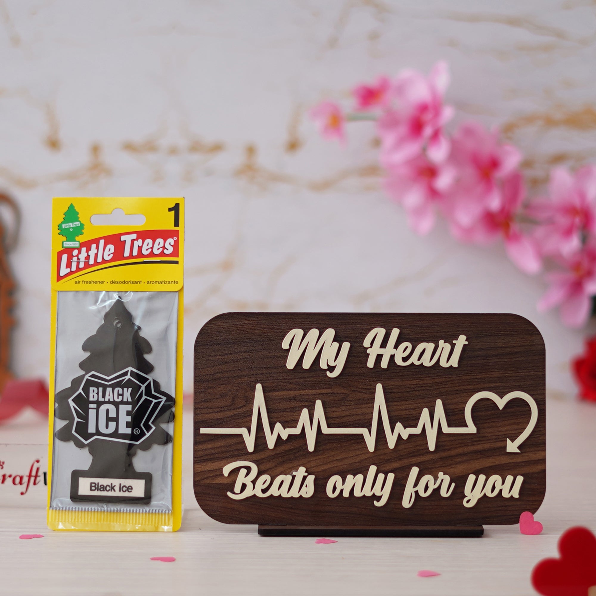 "My Heart Beats Only For You" Showpiece & Black Ice Air Freshener 1