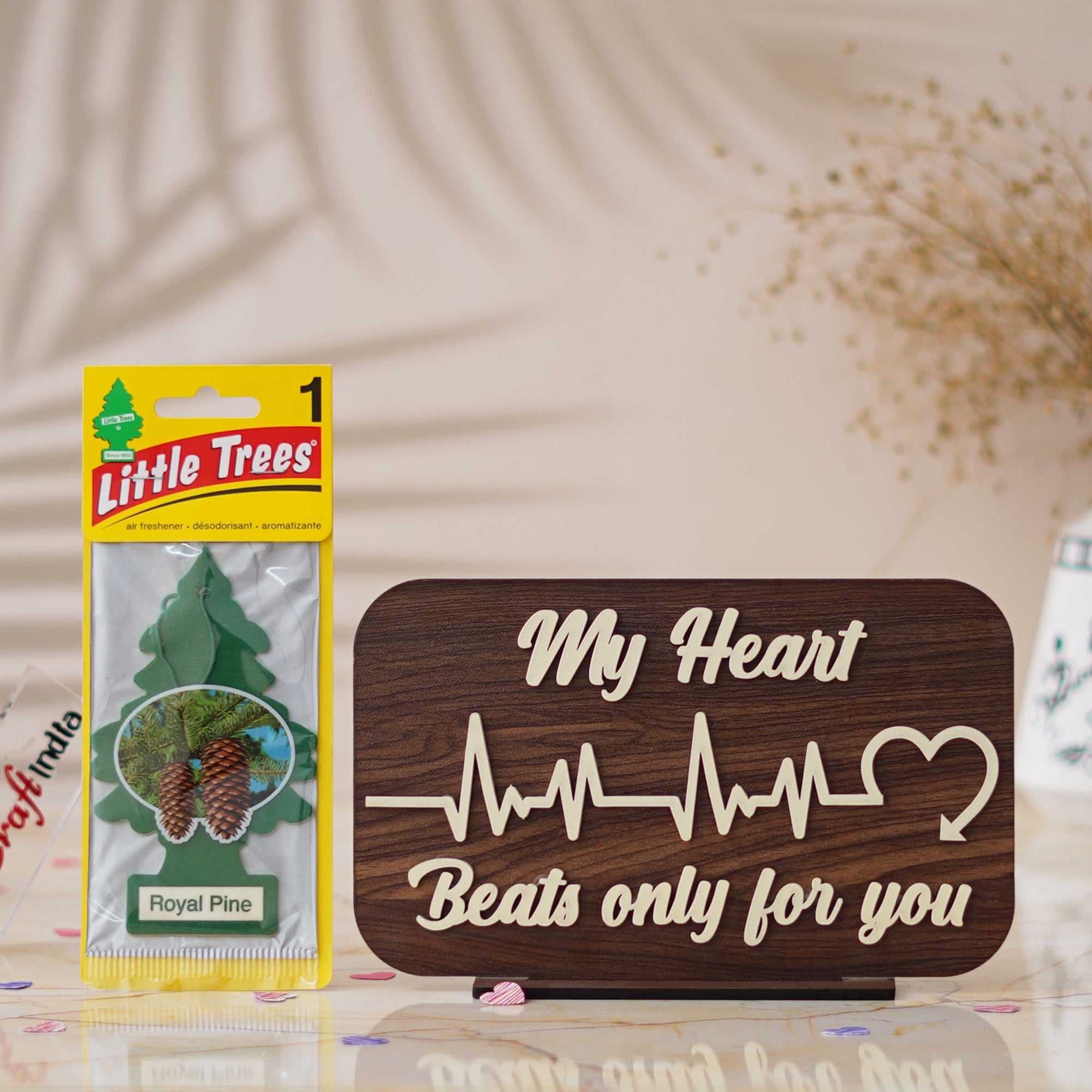 "My Heart Beats Only For You" Showpiece & Royal Pine Air Freshener