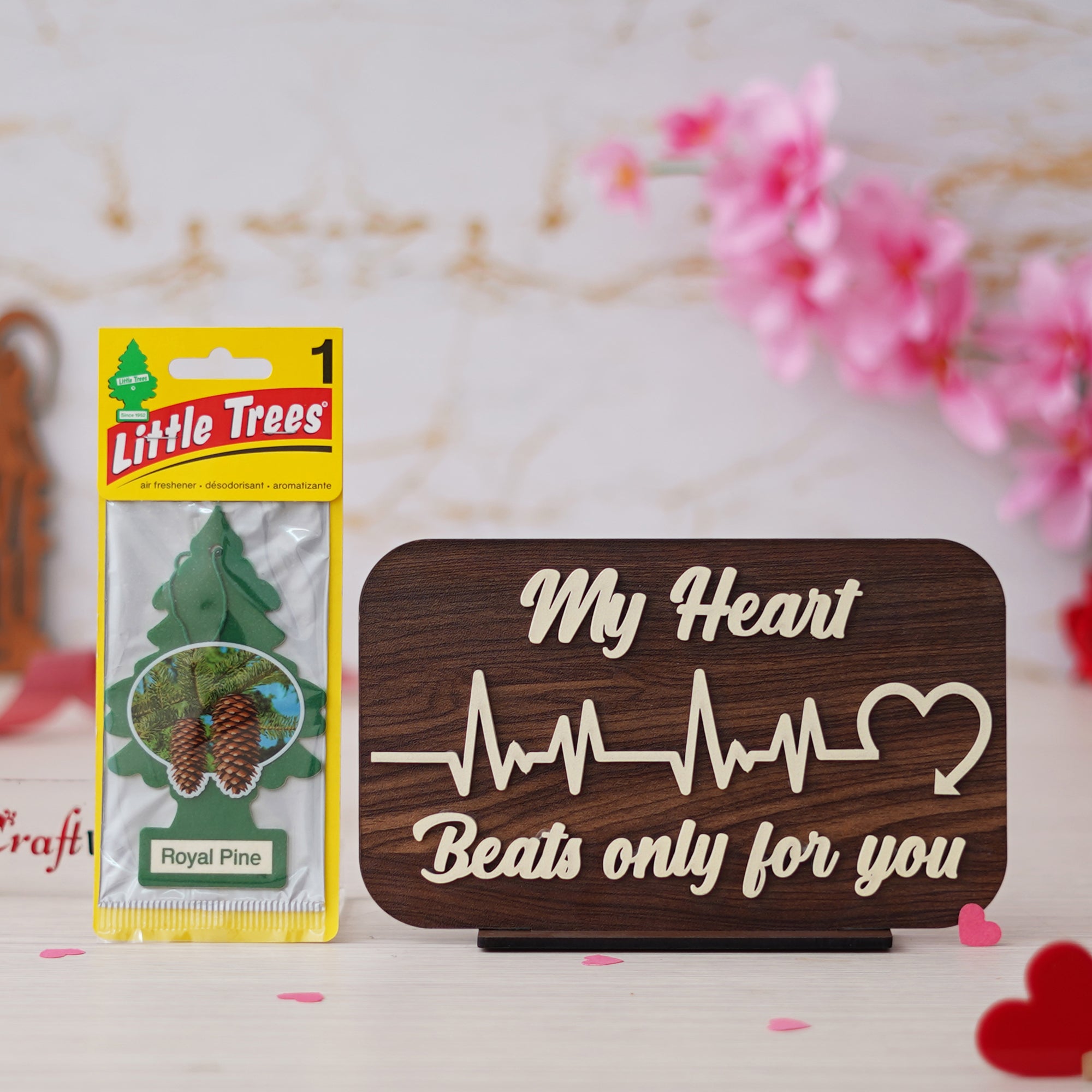 "My Heart Beats Only For You" Showpiece & Royal Pine Air Freshener 1