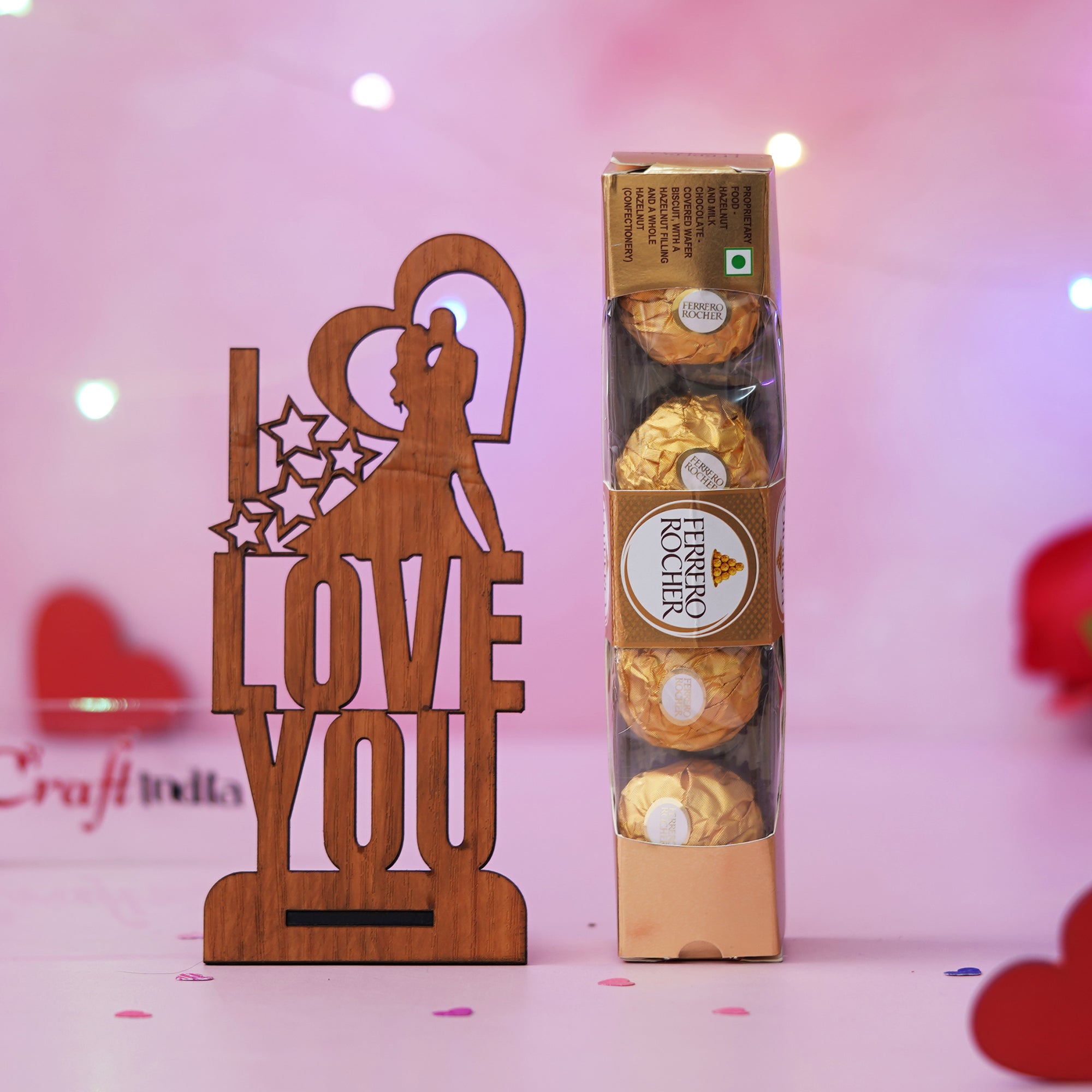 Couple Decorative Valentine's Day Showpiece & Ferrero Rocher Chocolates