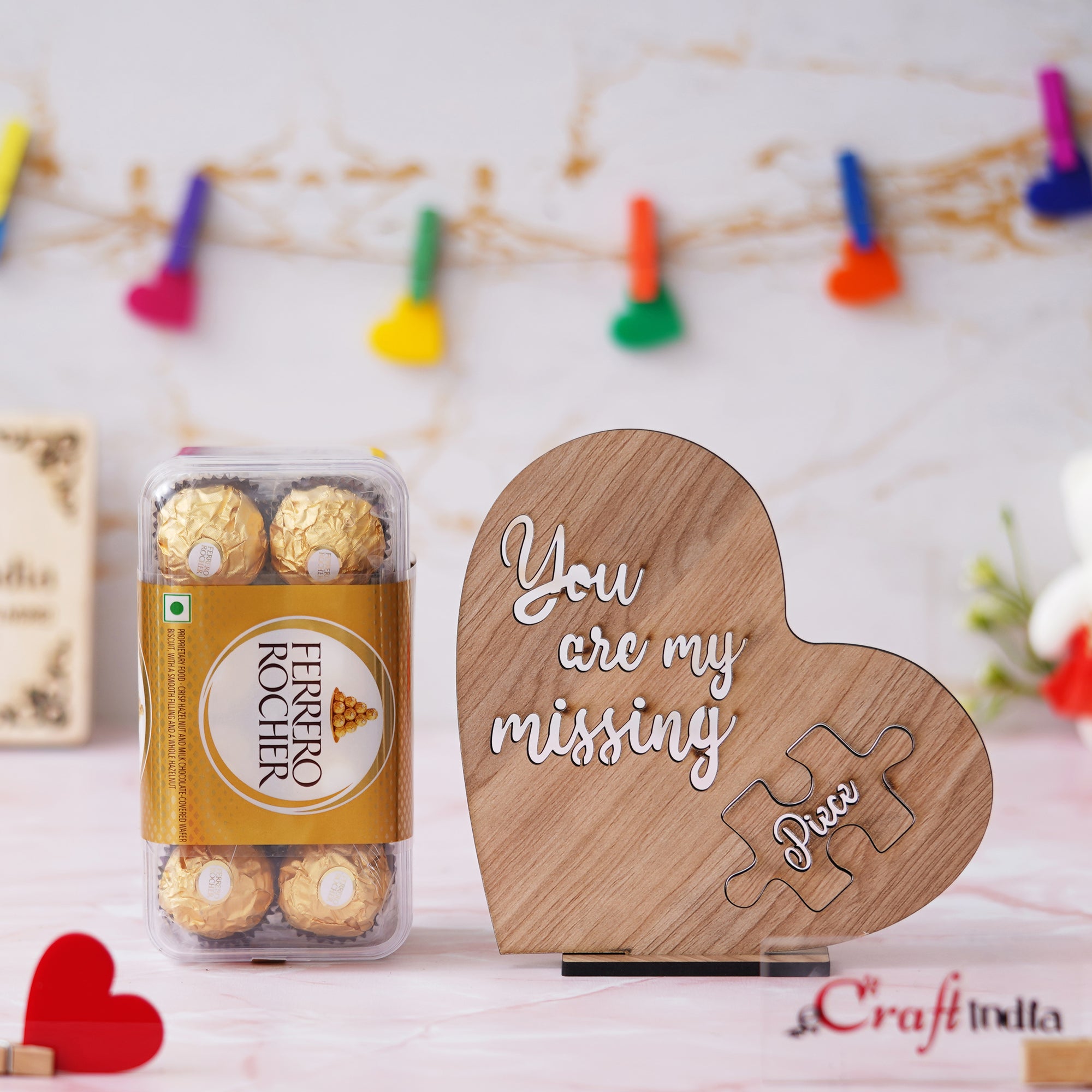 "You Are My Missing Piece" Showpiece & Ferrero Rocher Chocolates