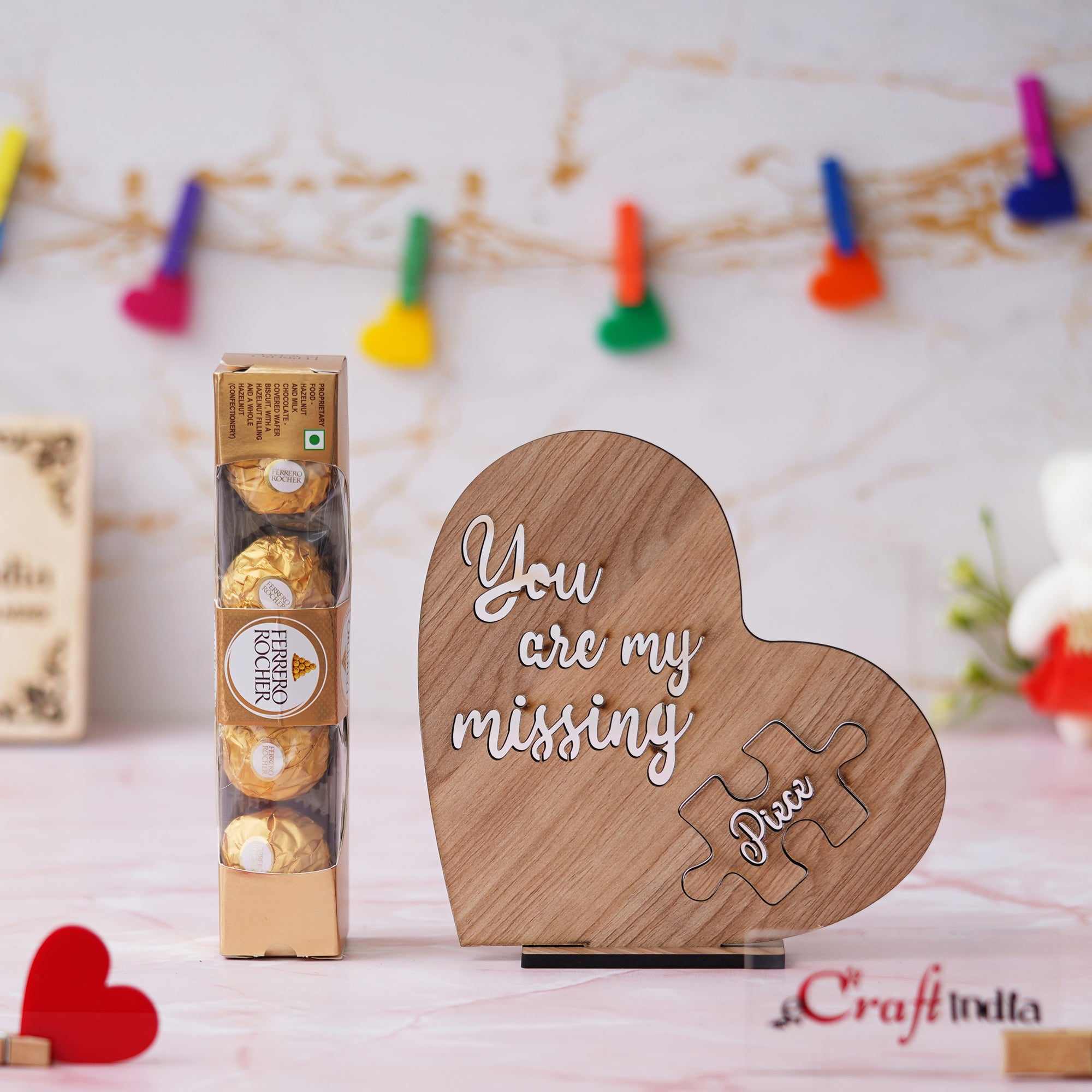 "You Are My Missing Piece" Showpiece & Ferrero Rocher Chocolates