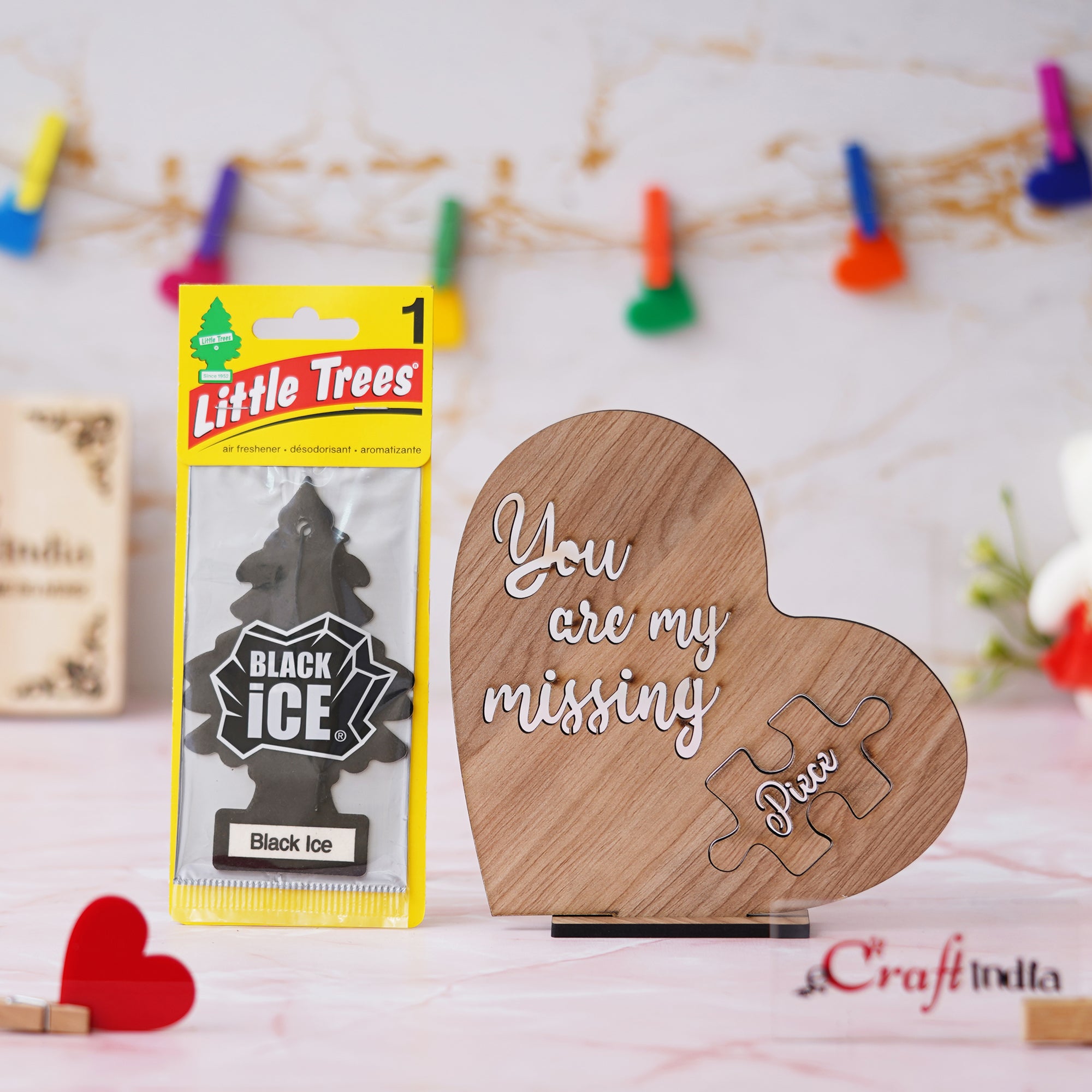 "You Are My Missing Piece" Showpiece & Air Freshener Black Ice Pack