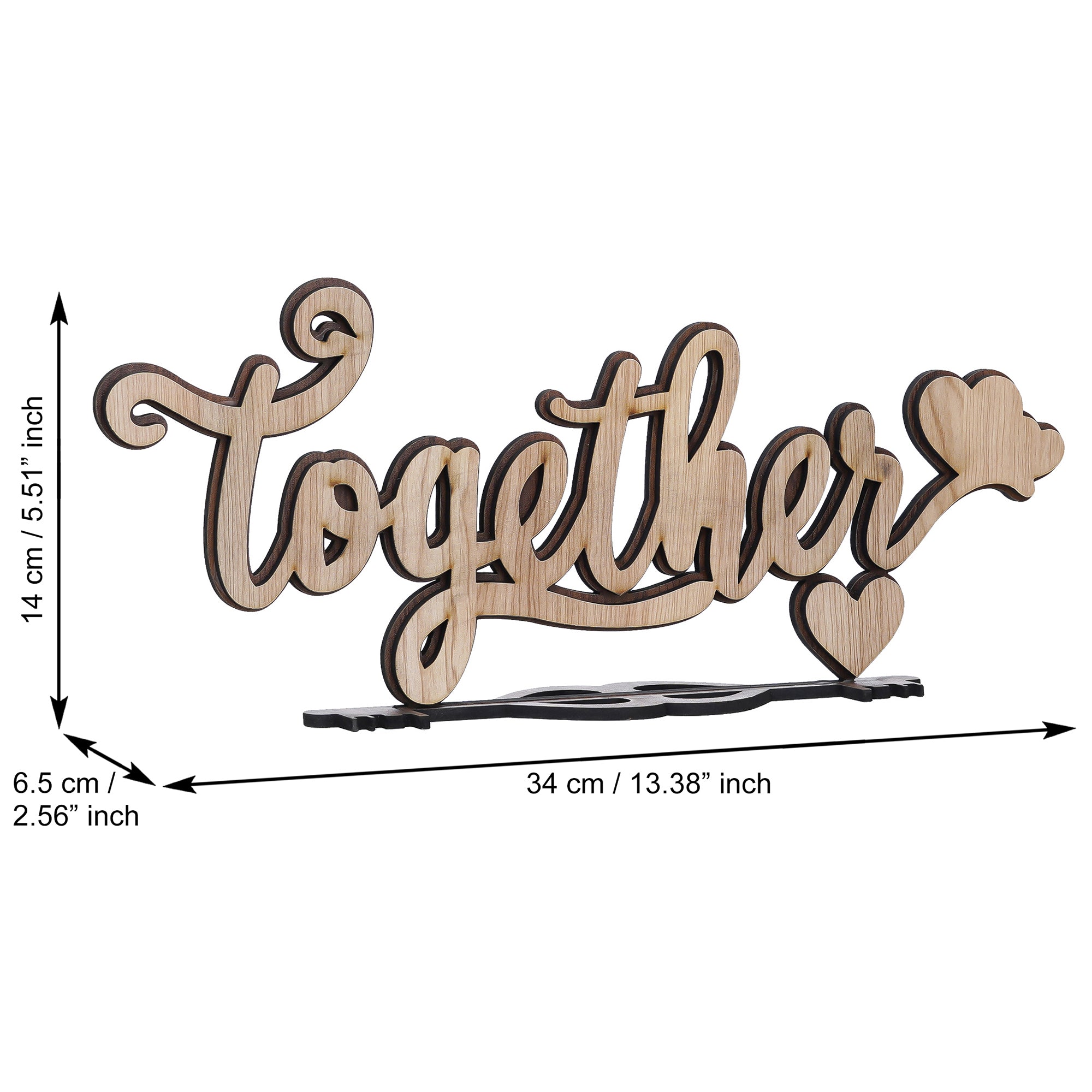 Valentine Combo of Golden Rose Gift Set, "Together" Brown Wooden Puzzle Showpiece With Stand 4