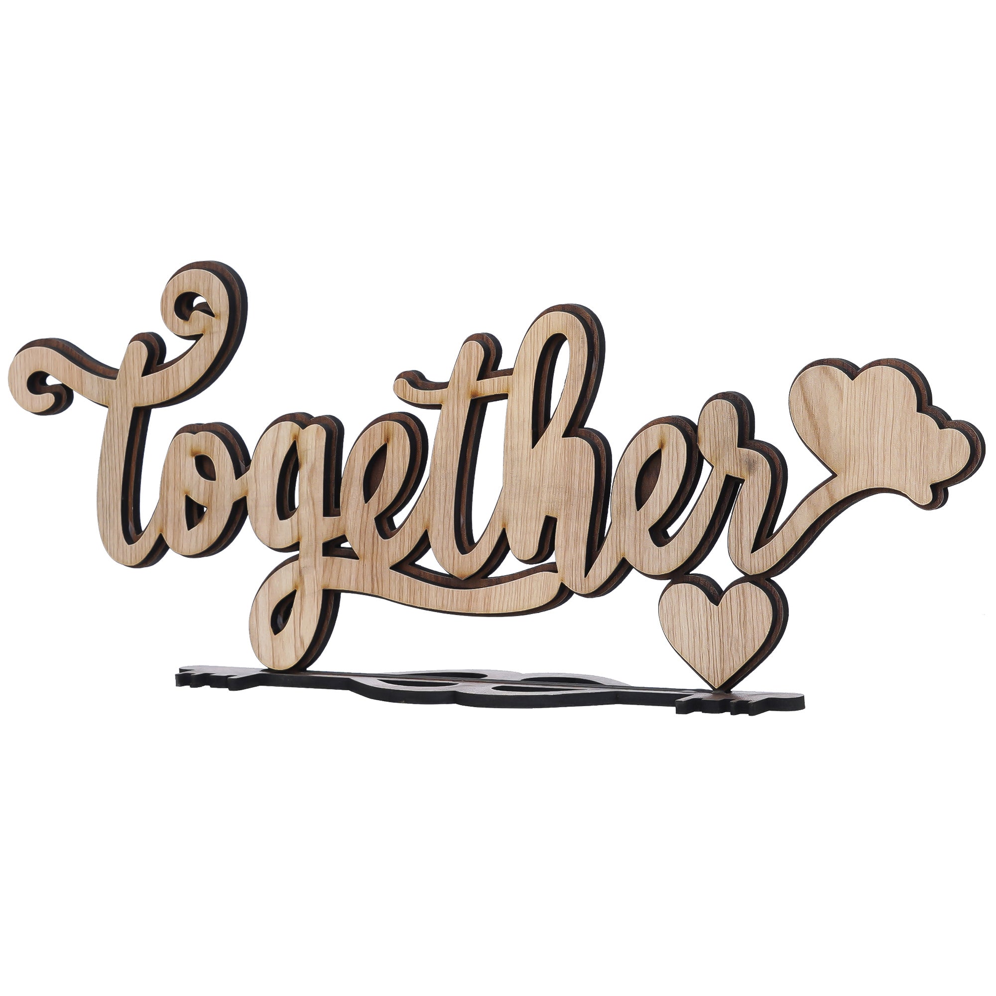 Valentine Combo of Golden Rose Gift Set, "Together" Brown Wooden Puzzle Showpiece With Stand 6