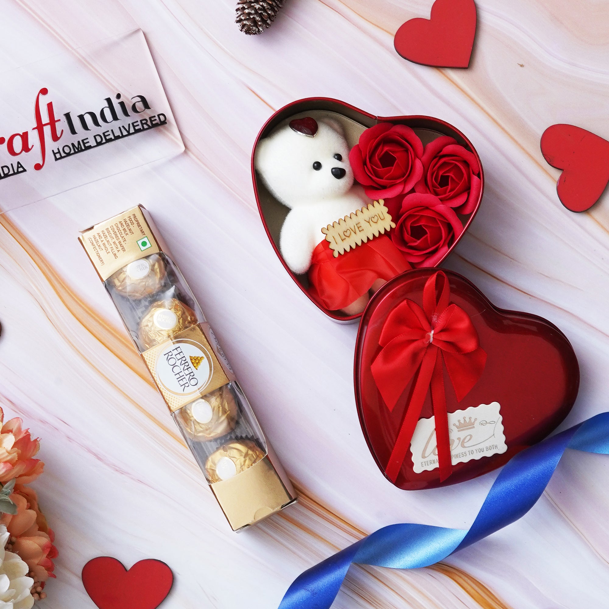 Heart Shaped Valentine's Gift Box & Ferrero Rocher Chocolates 1