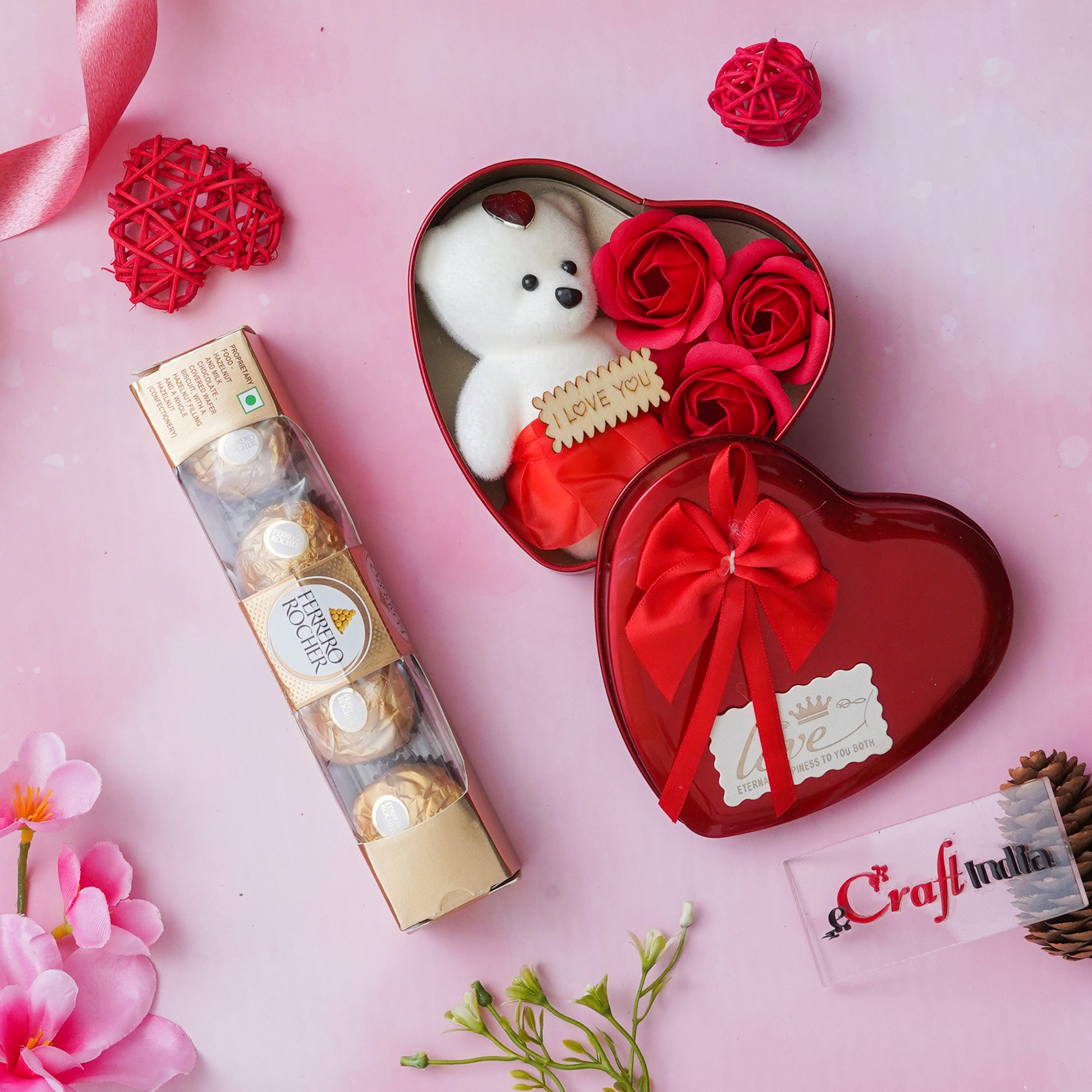 Heart Shaped Valentine's Gift Box & Ferrero Rocher Chocolates