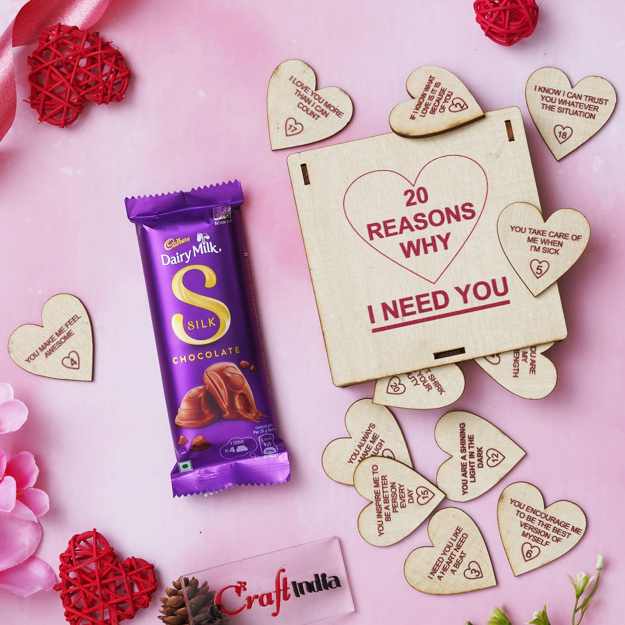 20 Reasons Why I Need You Valentine's Gift & Dairy Milk Chocolate