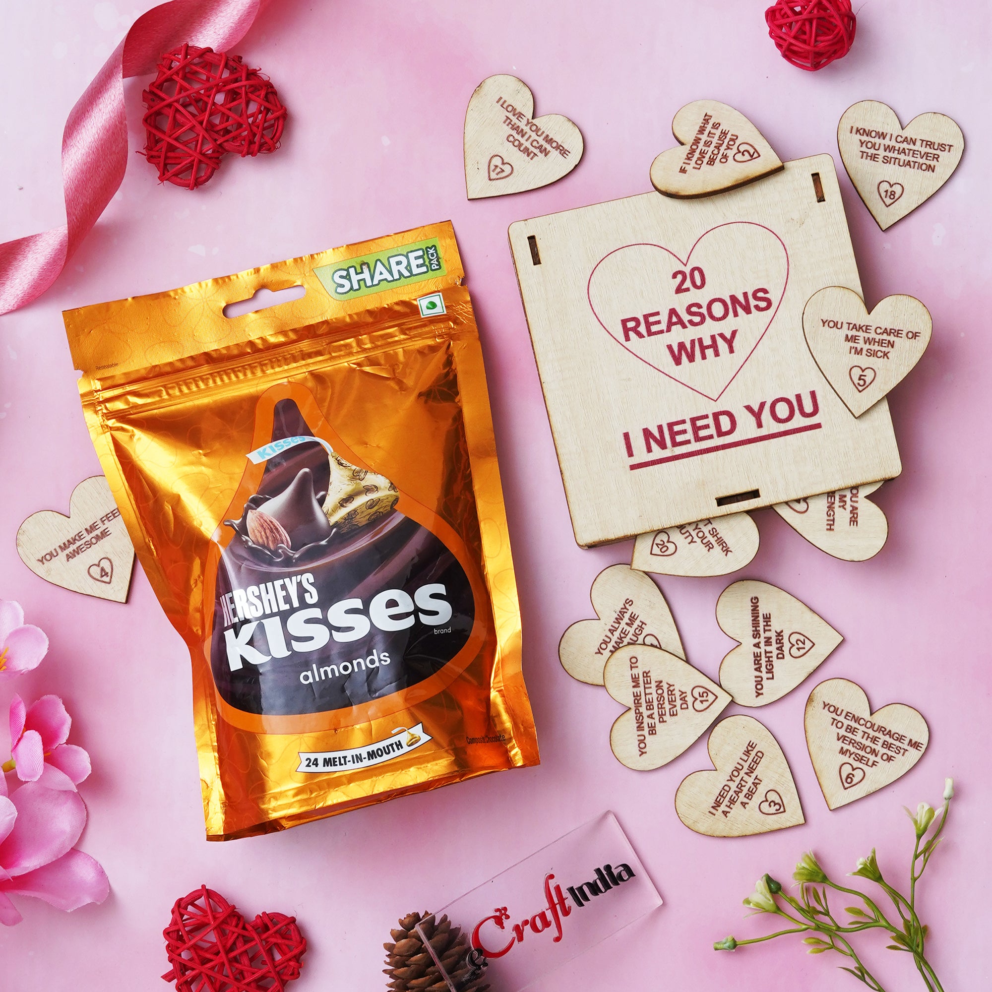 "20 Reasons Why I Need You" Valentine's Day Gift Box & Almonds Chocolate