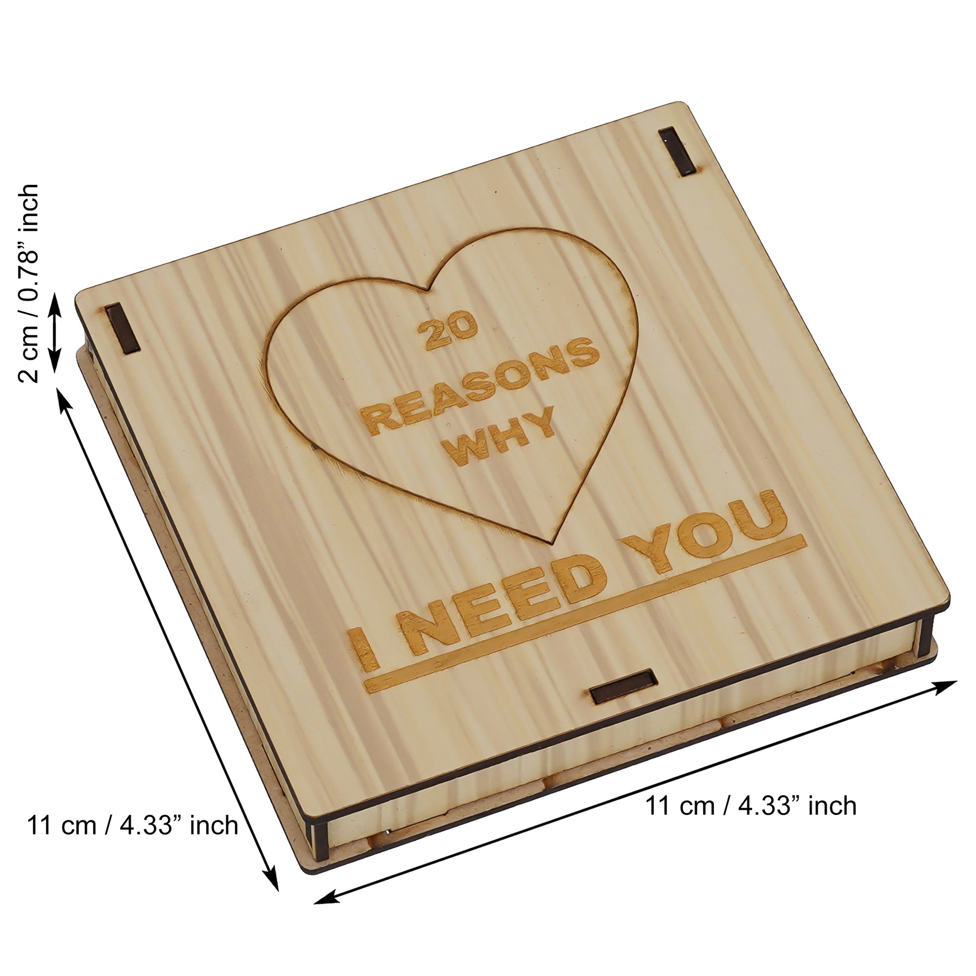 Valentine Combo of Golden Red Rose Gift Set, "20 Reasons Why I Need You" Printed on Little Hearts Wooden Gift Set 4