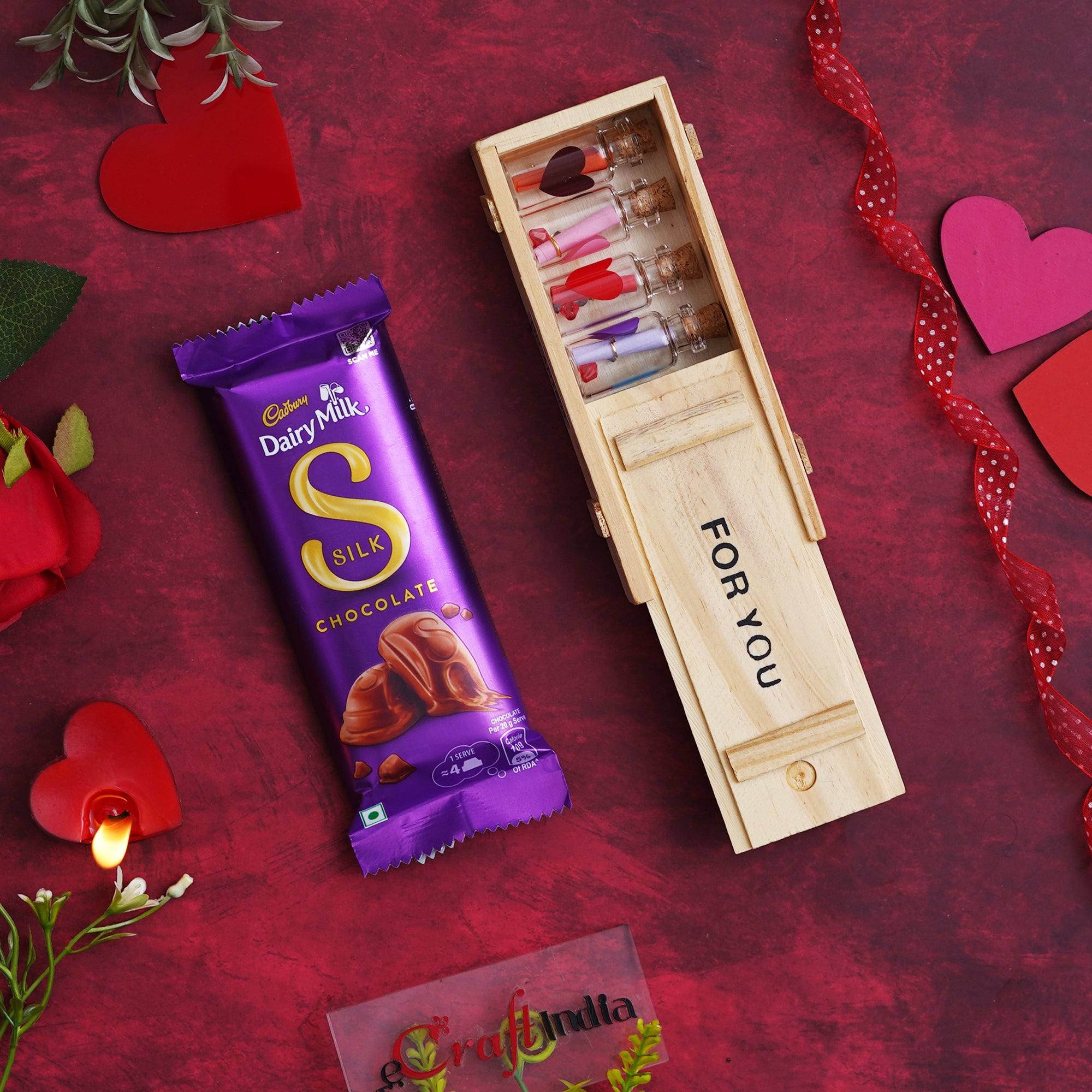 "For You" Box with 7 Personal Messages Valentine's Gift & Dairy Milk 1