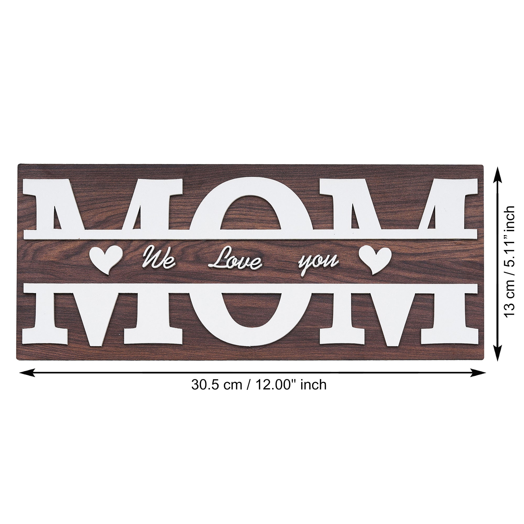 eCraftIndia Brown & White Wooden "MOM, We love you" Decorative Showpiece Gift 3