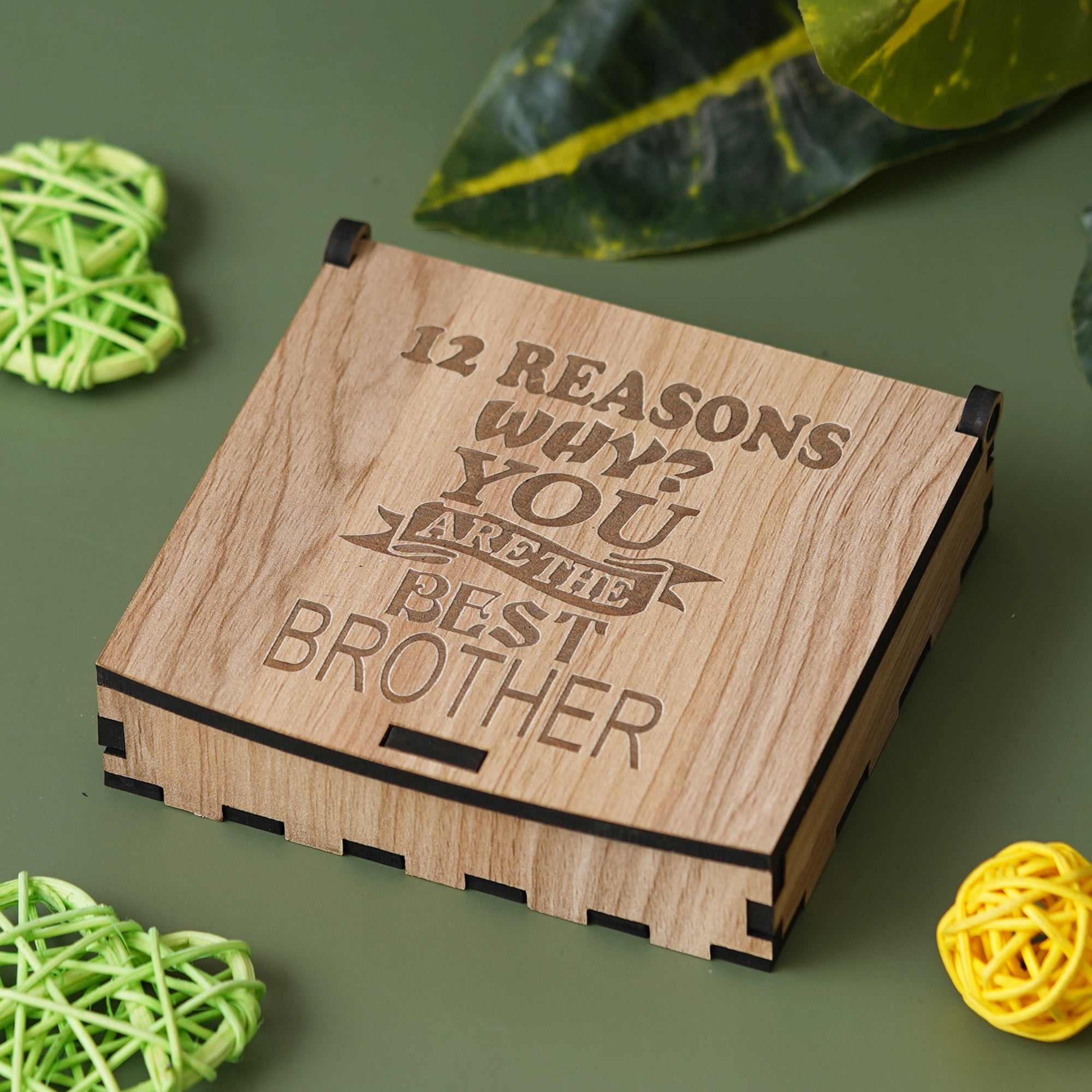 eCraftIndia Light Brown "12 Reasons Why You Are The Best Brother?" BRO Puzzle Wooden Showpiece Gift Set 2