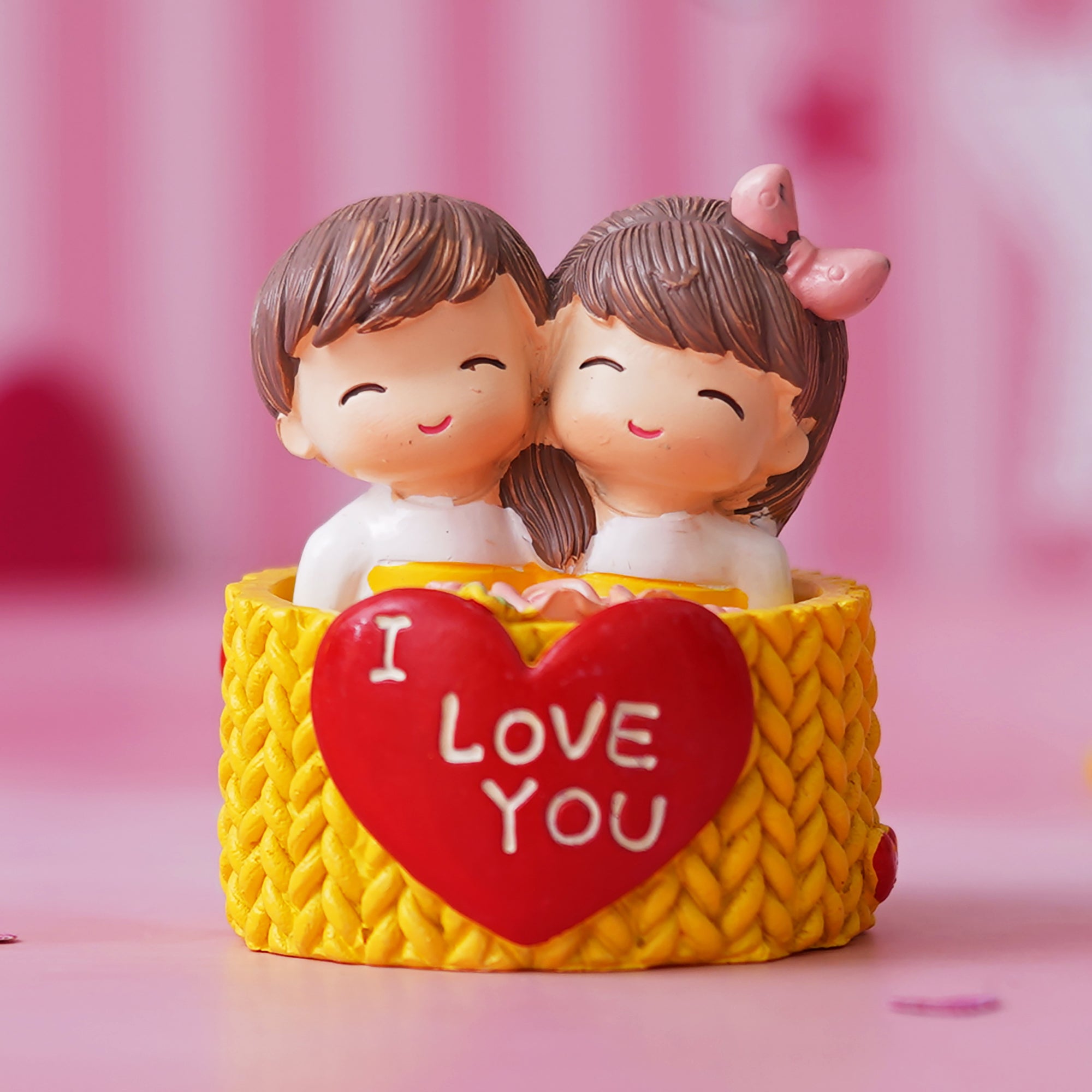 eCraftIndia Cute Couple Statue with I Love You Decorative Showpiece 1