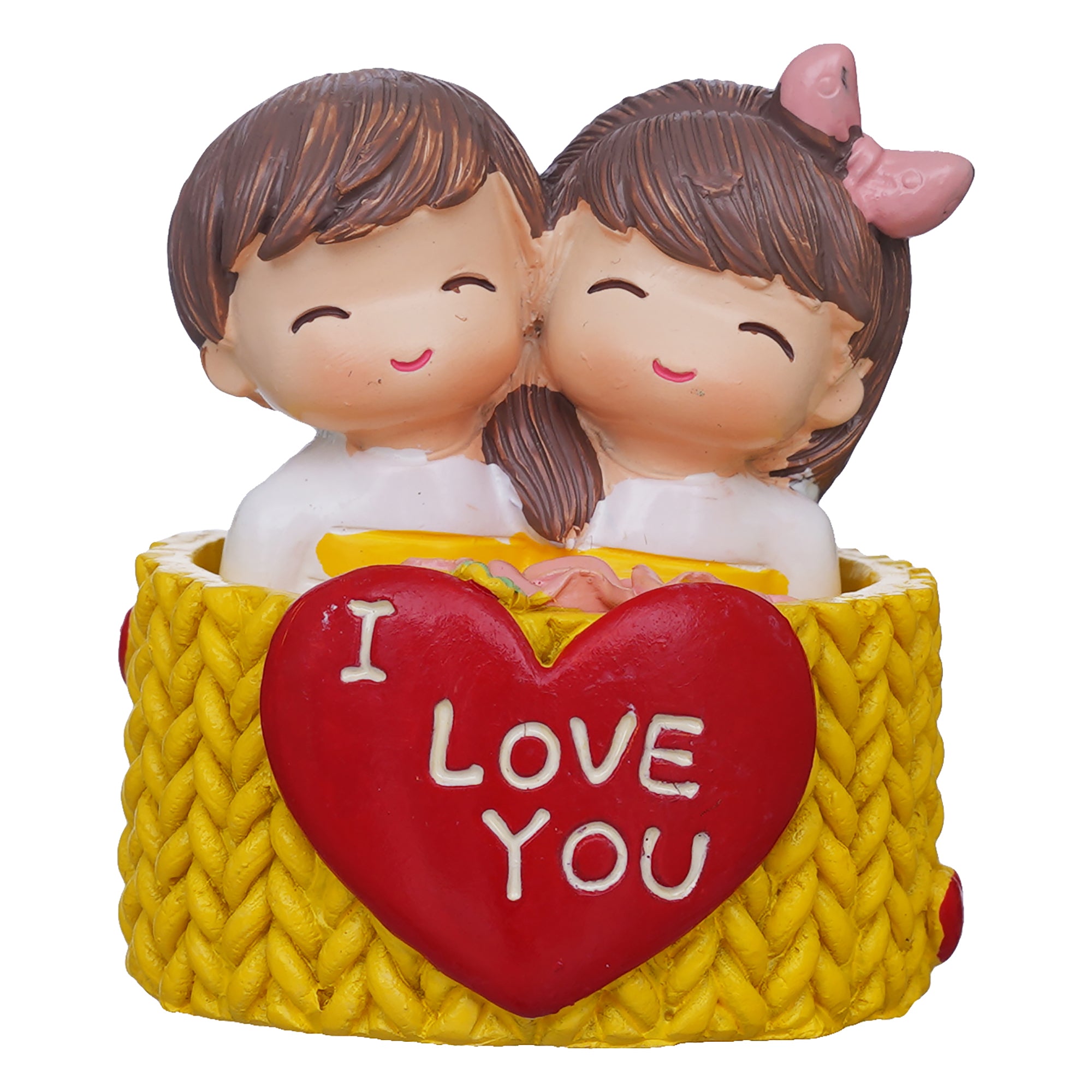 eCraftIndia Cute Couple Statue with I Love You Decorative Showpiece 2