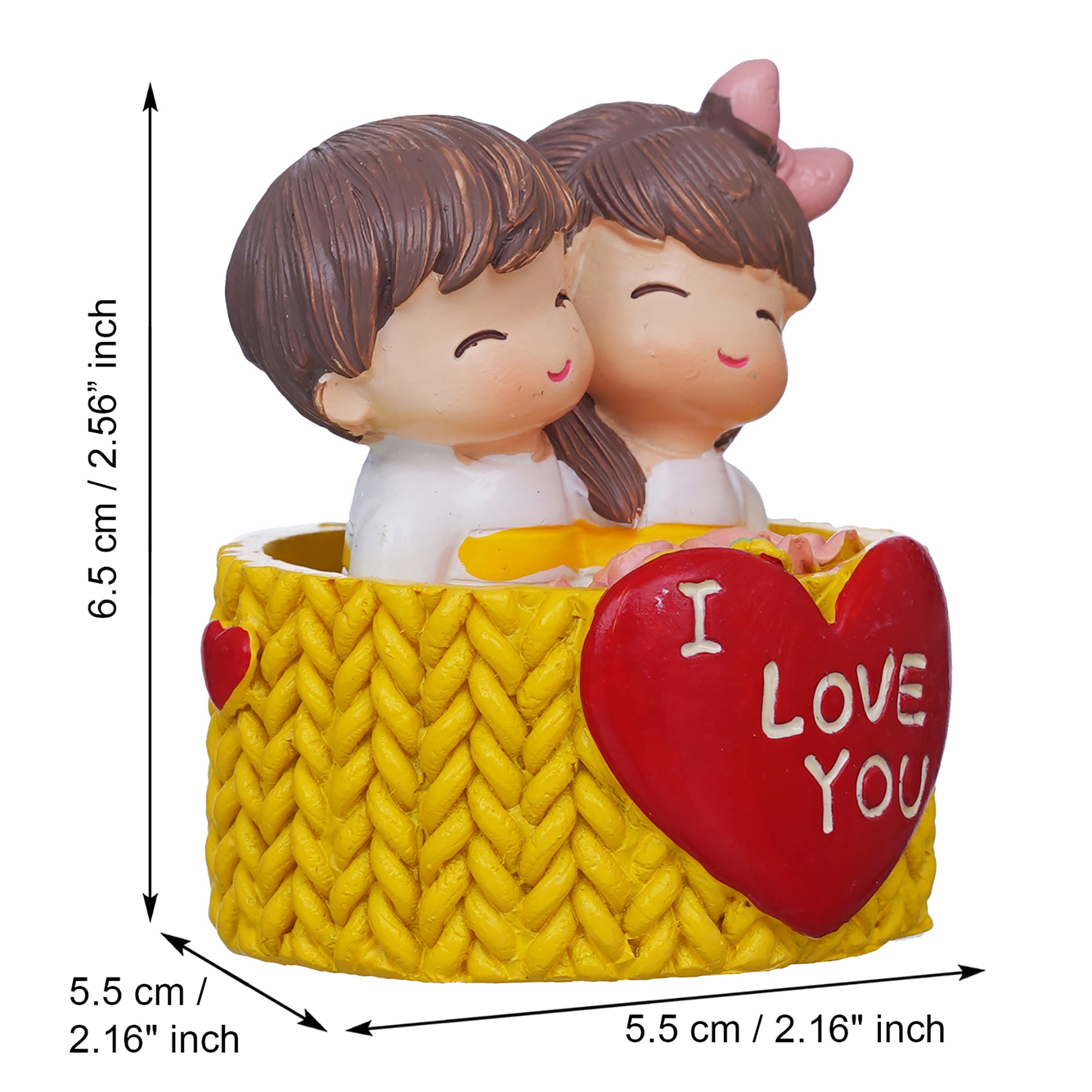 eCraftIndia Cute Couple Statue with I Love You Decorative Showpiece 3