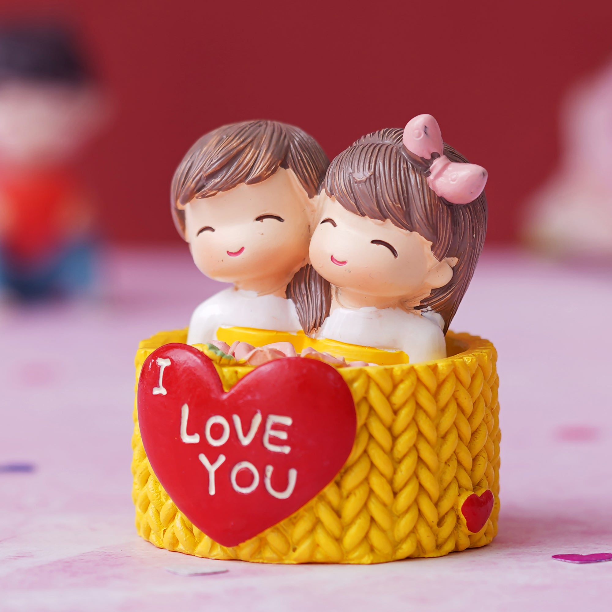 eCraftIndia Cute Couple Statue with I Love You Decorative Showpiece 4