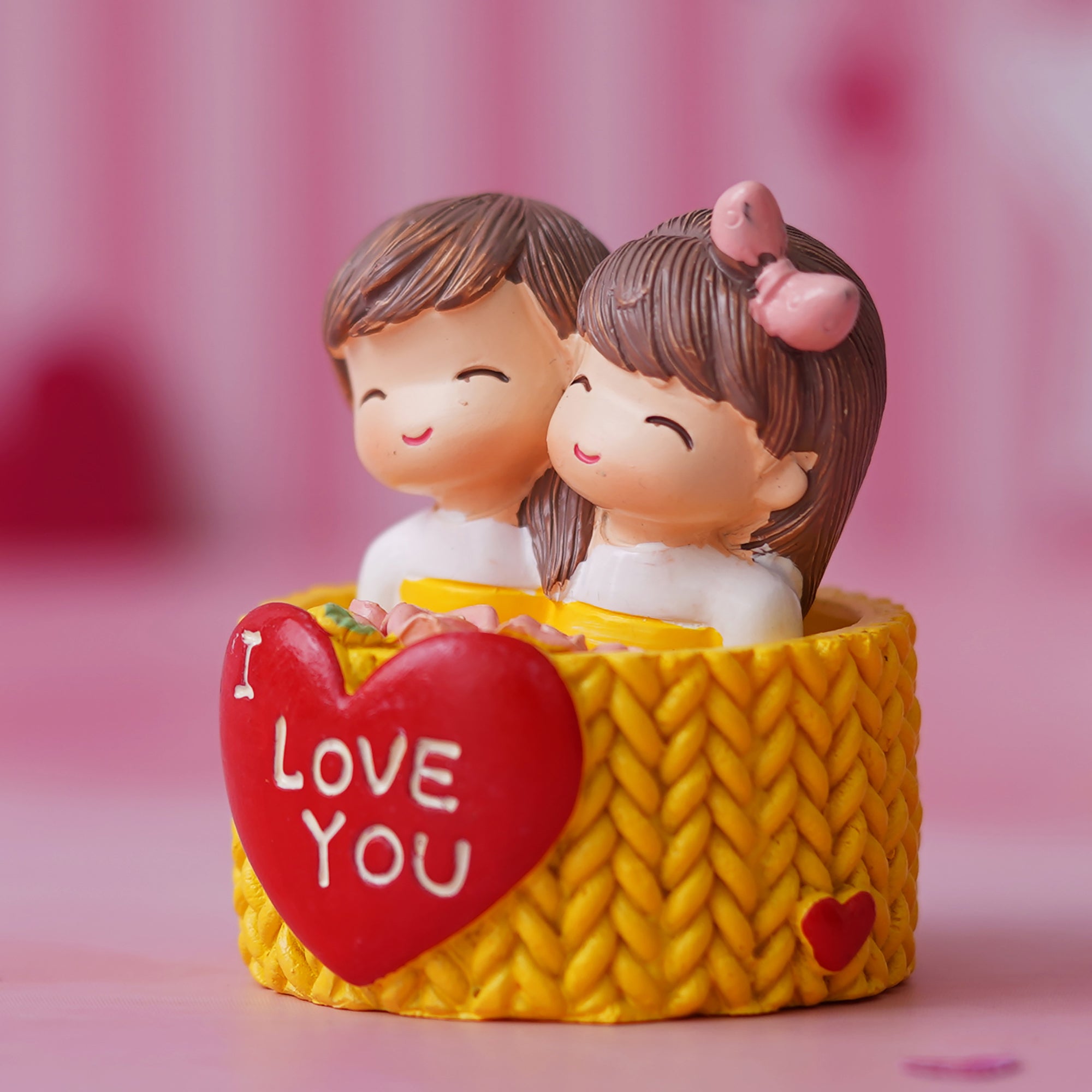 eCraftIndia Cute Couple Statue with I Love You Decorative Showpiece 5