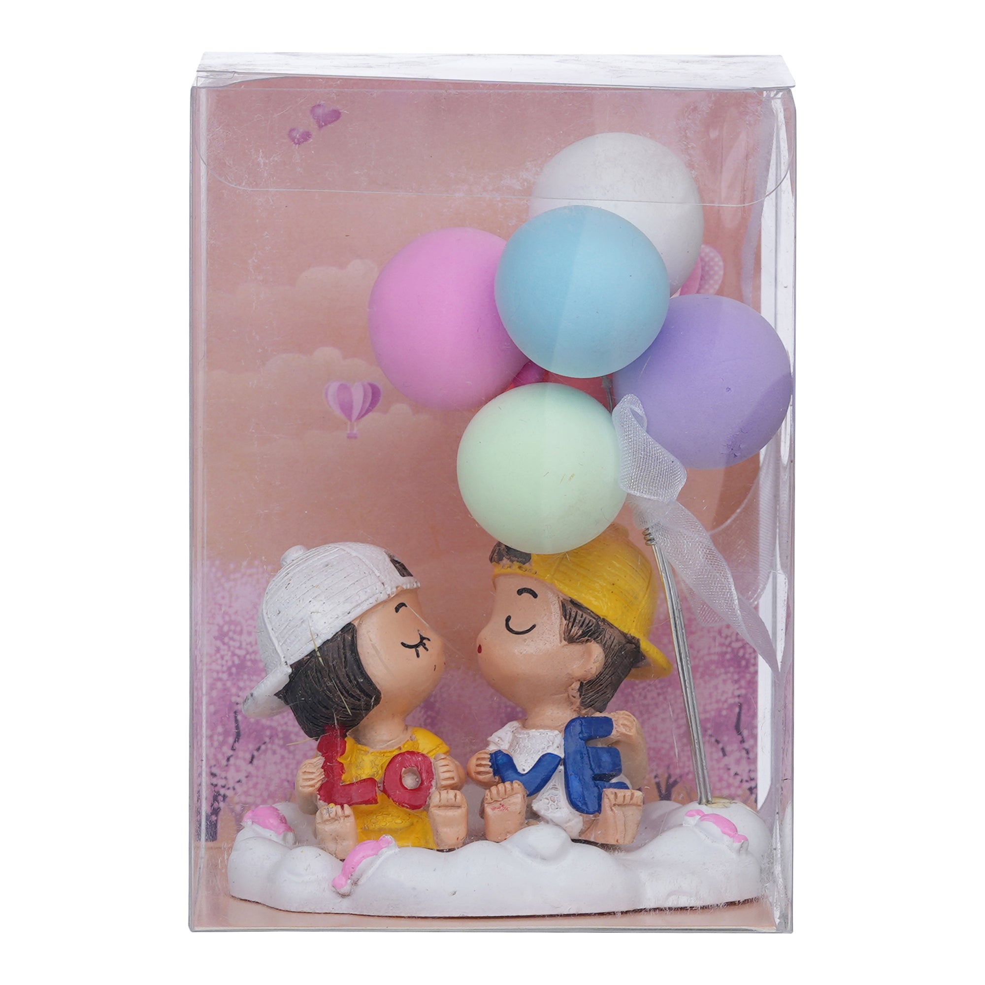 eCraftIndia Cute Couple Statue with Balloons Valentine's Day Showpiece 2