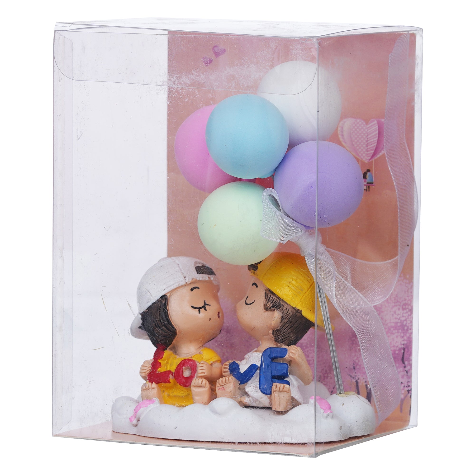 eCraftIndia Cute Couple Statue with Balloons Valentine's Day Showpiece 6