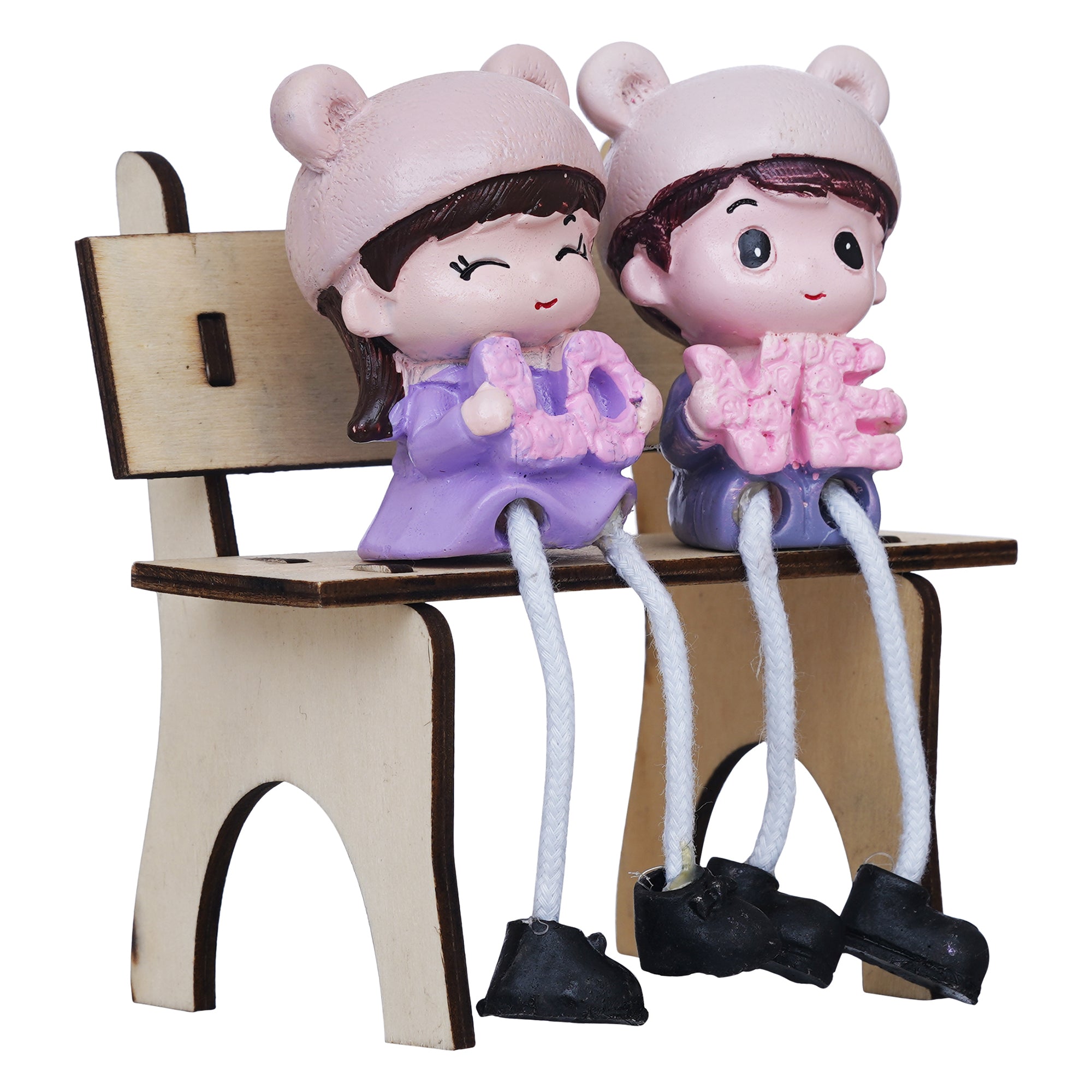 eCraftIndia Cute Couple Sitting on Beanch Holding Love Decorative Showpiece 6