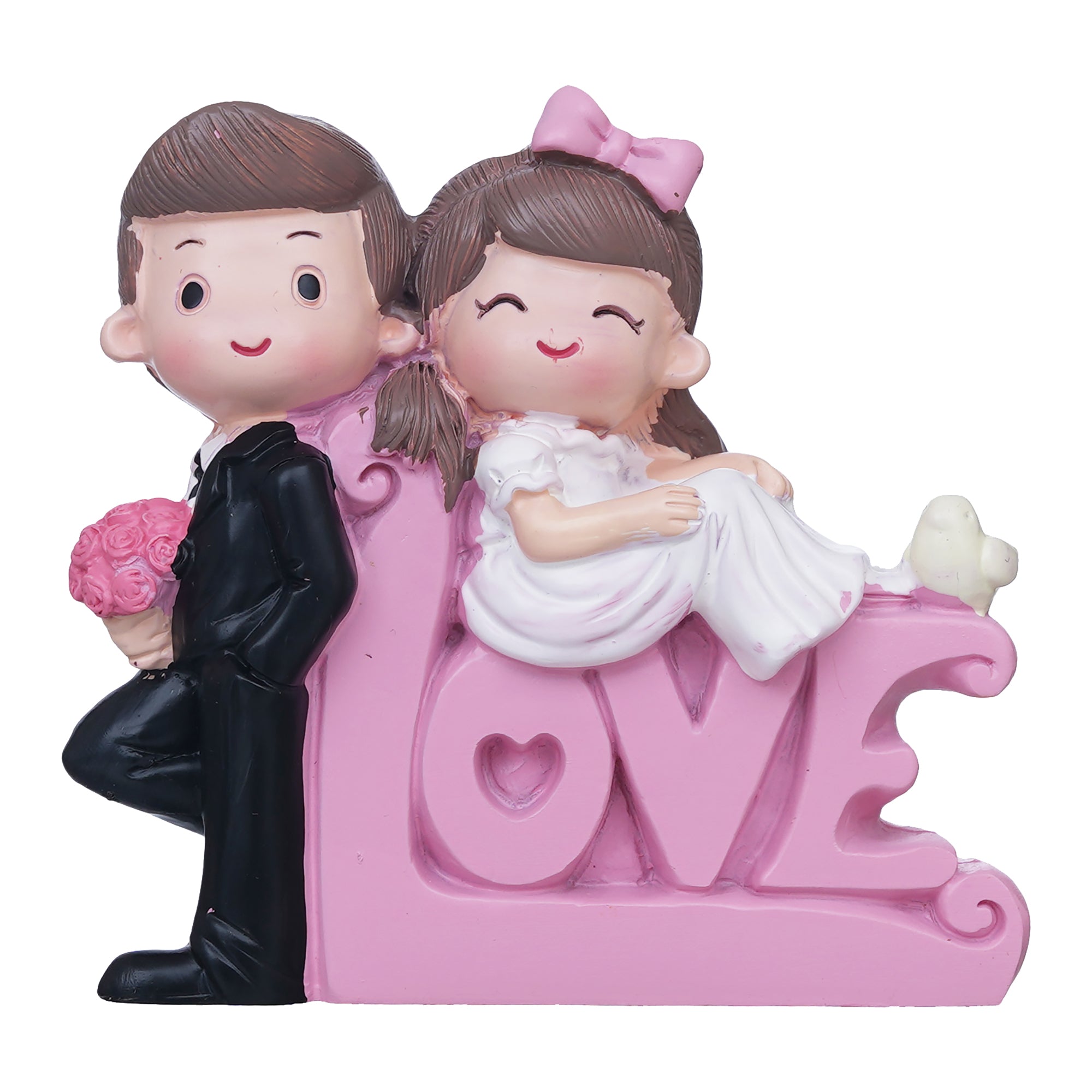 eCraftIndia Cute Couple Love Decorative Showpiece - Valentine's Day Gifts 2