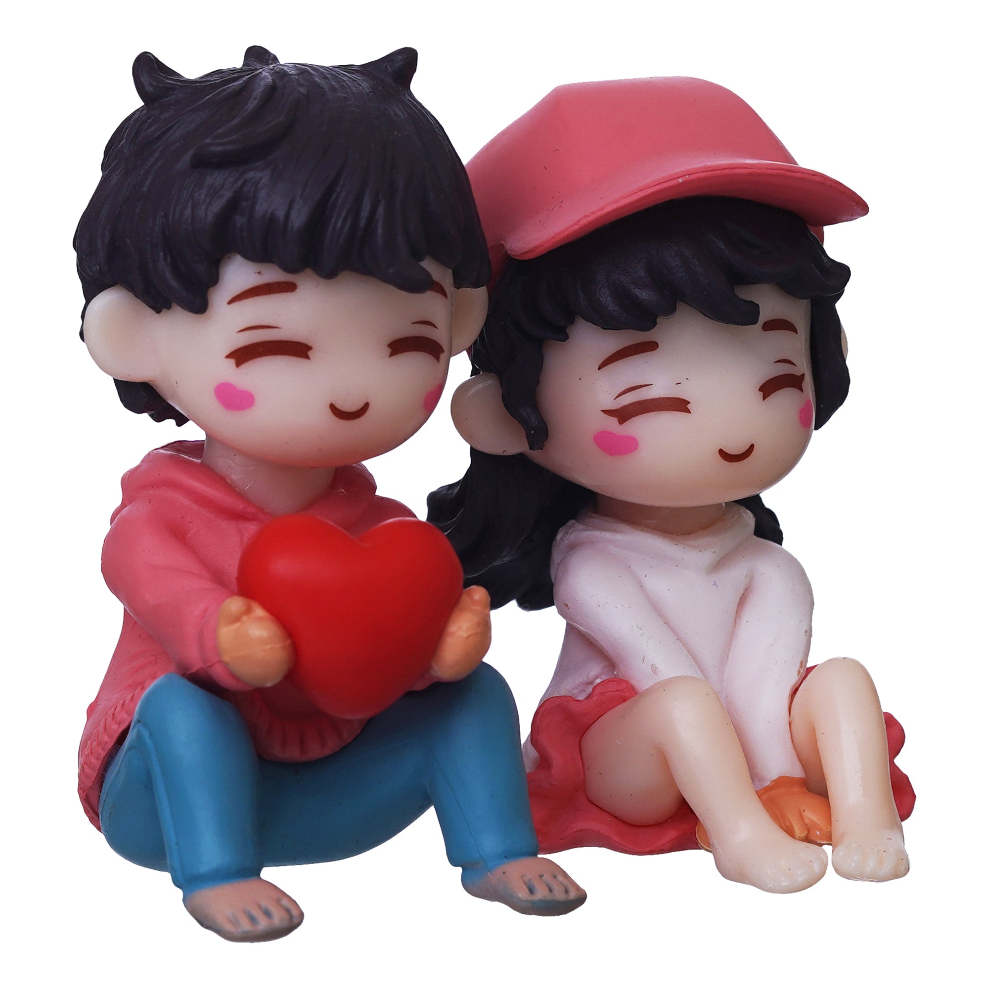 eCraftIndia Cute Romantic Couple Statue, Boy Giving Heart To Girl Showpiece 2