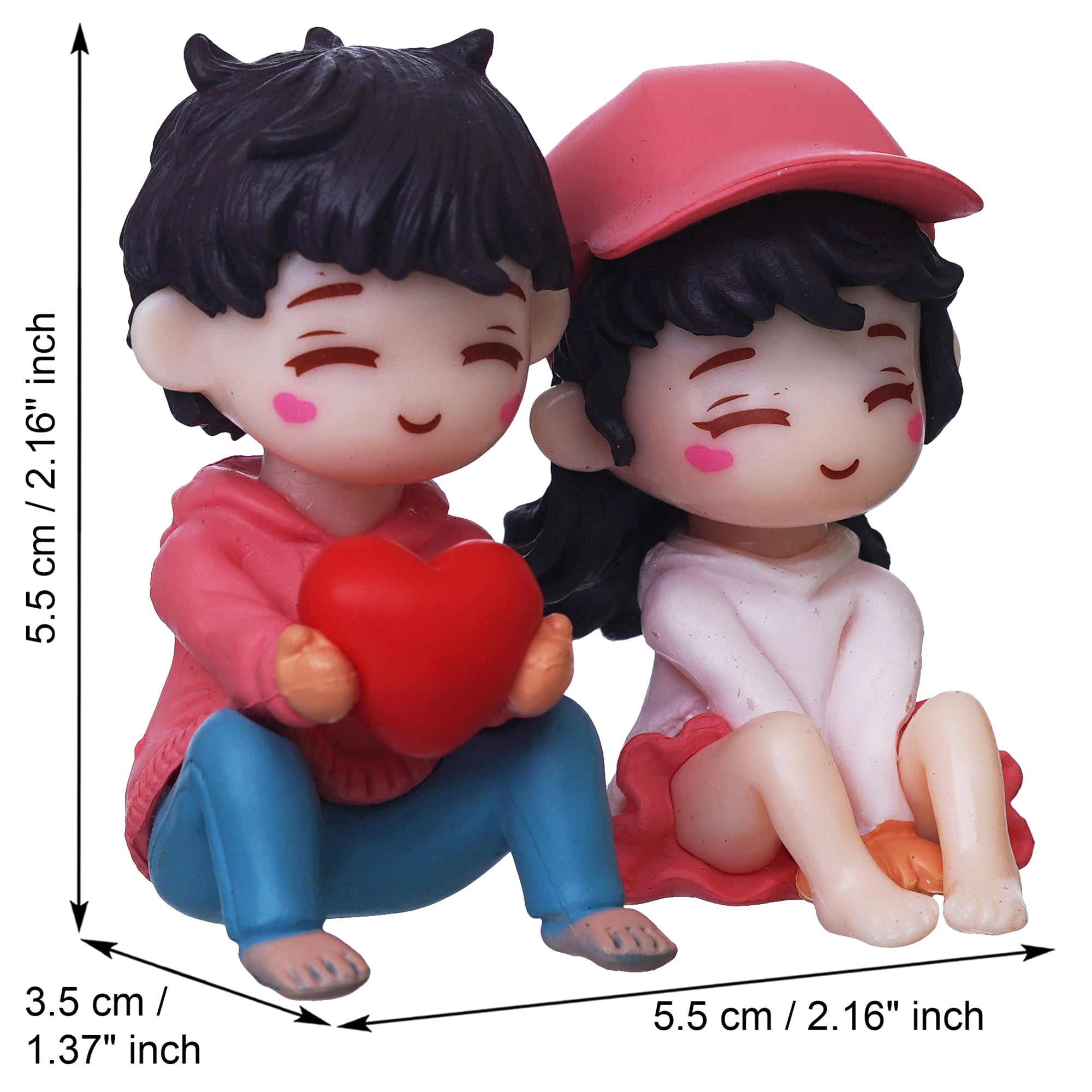 eCraftIndia Cute Romantic Couple Statue, Boy Giving Heart To Girl Showpiece 3