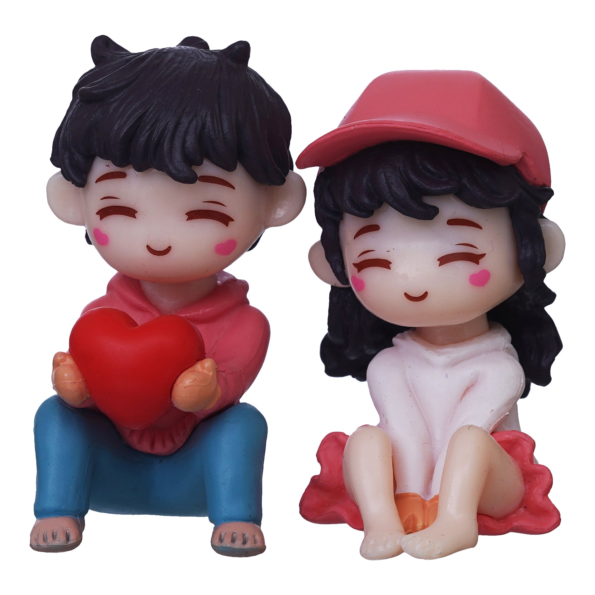 eCraftIndia Cute Romantic Couple Statue, Boy Giving Heart To Girl Showpiece 6