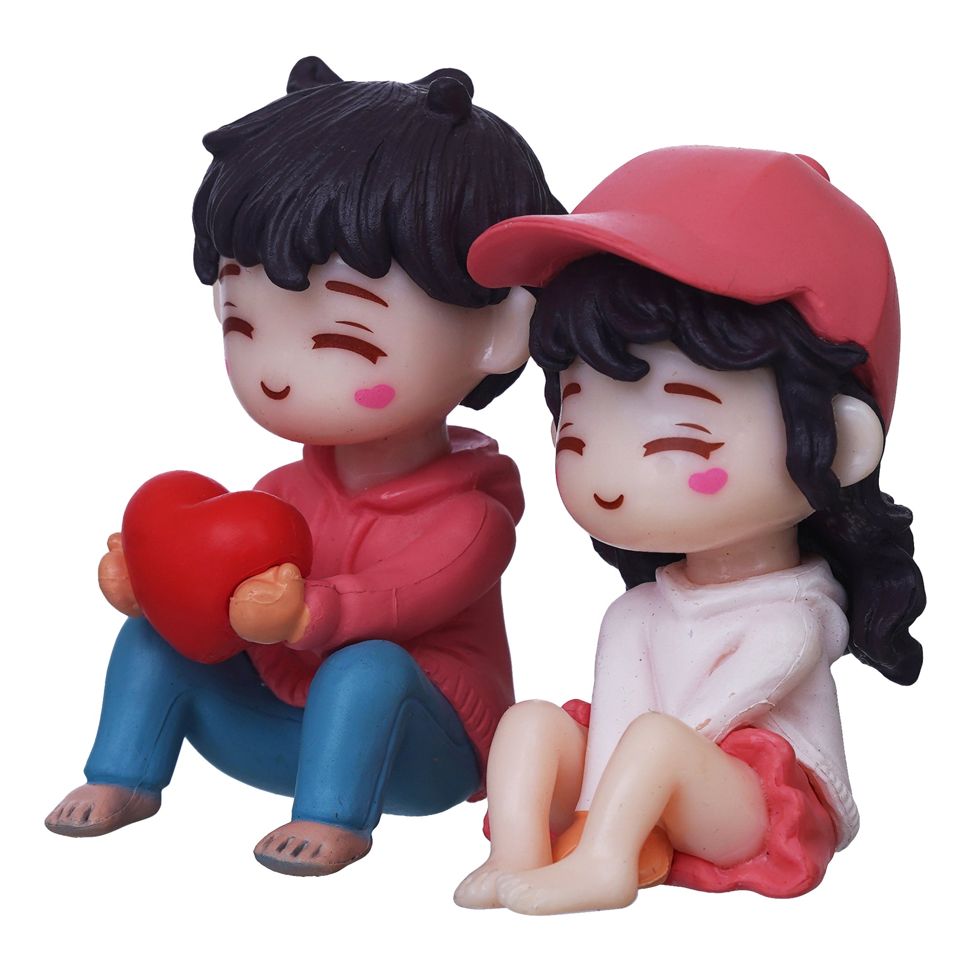 eCraftIndia Cute Romantic Couple Statue, Boy Giving Heart To Girl Showpiece 7