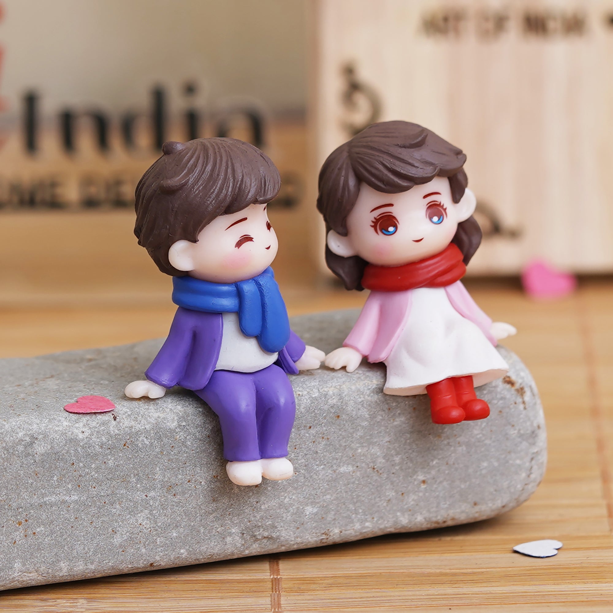 eCraftIndia Cute Boy and Girl Sitting Couple Statue Valentine's Day Showpiece