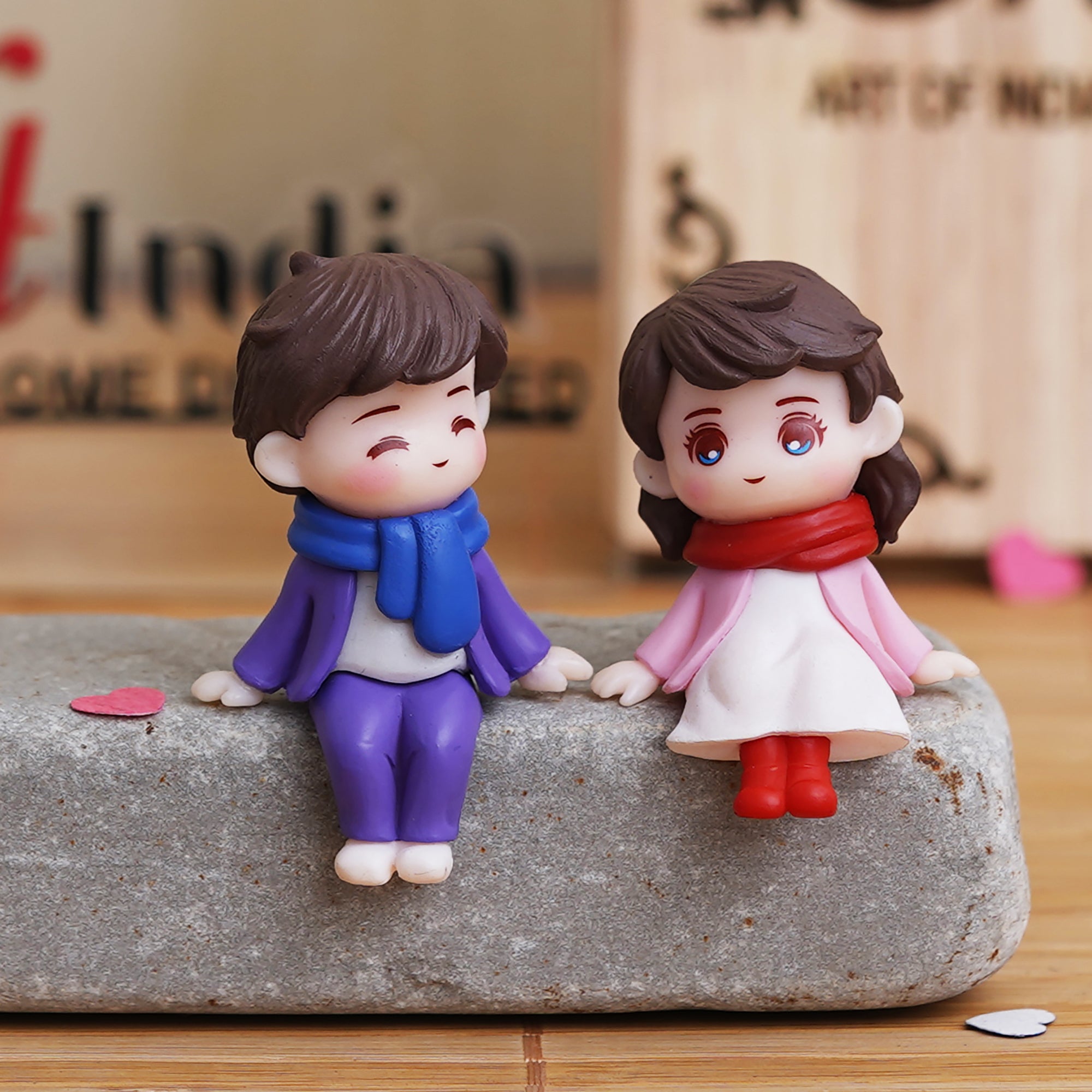 eCraftIndia Cute Boy and Girl Sitting Couple Statue Valentine's Day Showpiece 1