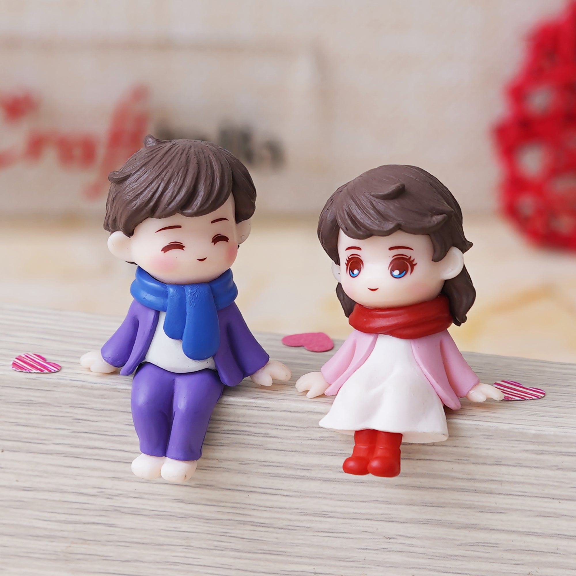 eCraftIndia Cute Boy and Girl Sitting Couple Statue Valentine's Day Showpiece 4