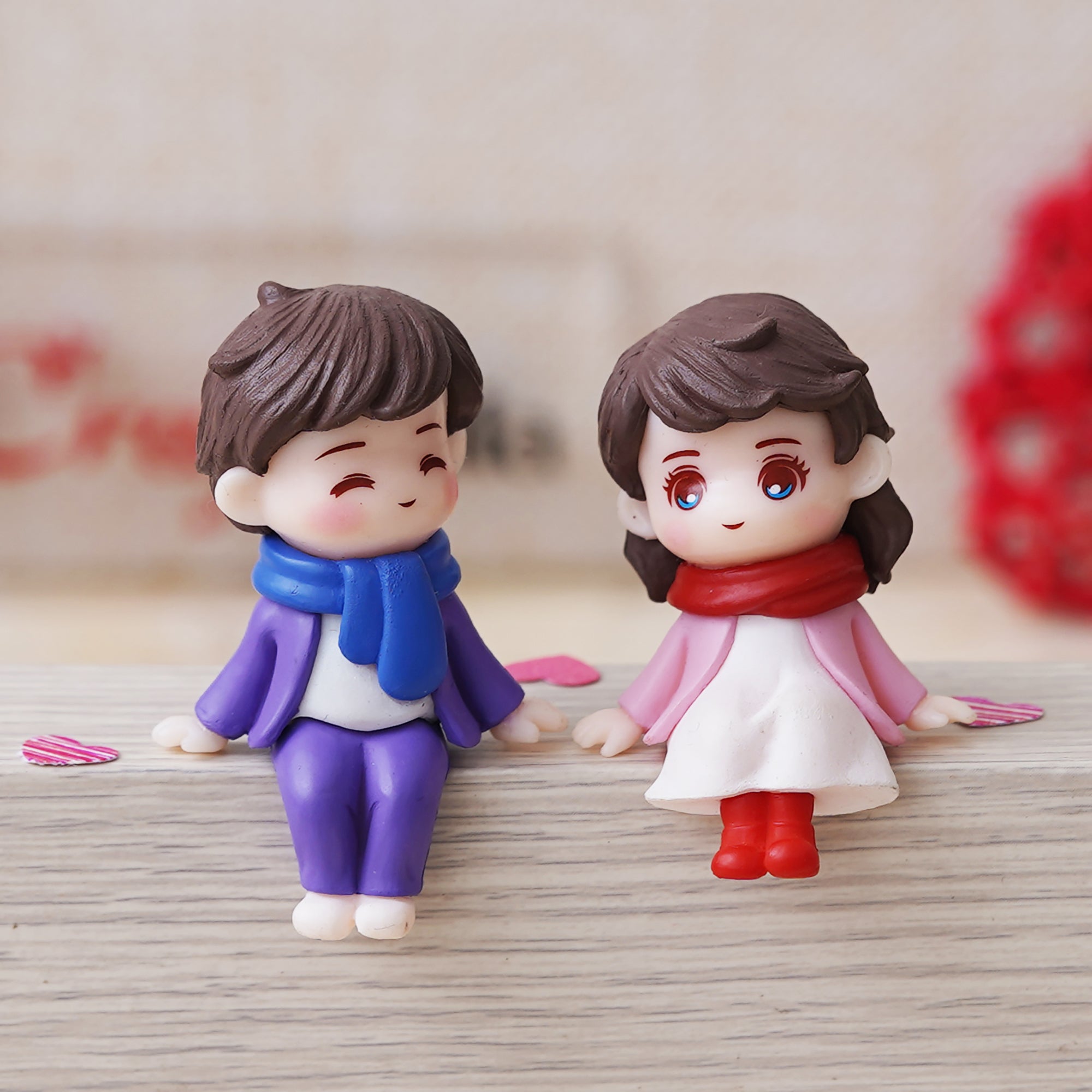 eCraftIndia Cute Boy and Girl Sitting Couple Statue Valentine's Day Showpiece 5