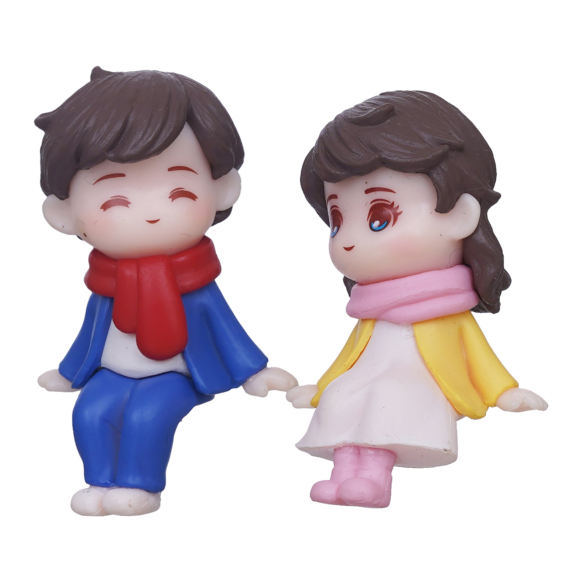 eCraftIndia Cute Boy and Girl Sitting Couple Statue Decorative Showpiece 6