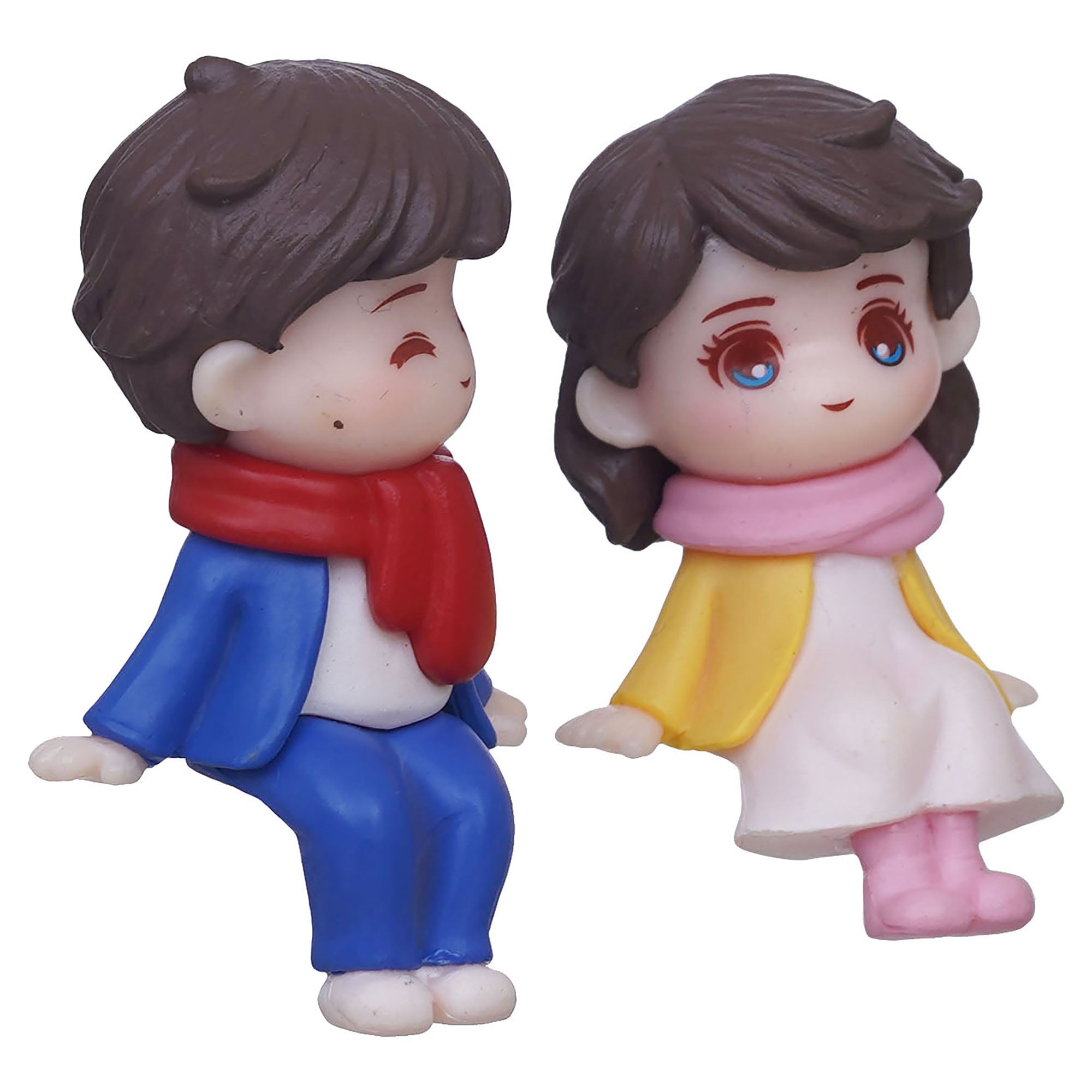 eCraftIndia Cute Boy and Girl Sitting Couple Statue Decorative Showpiece 7