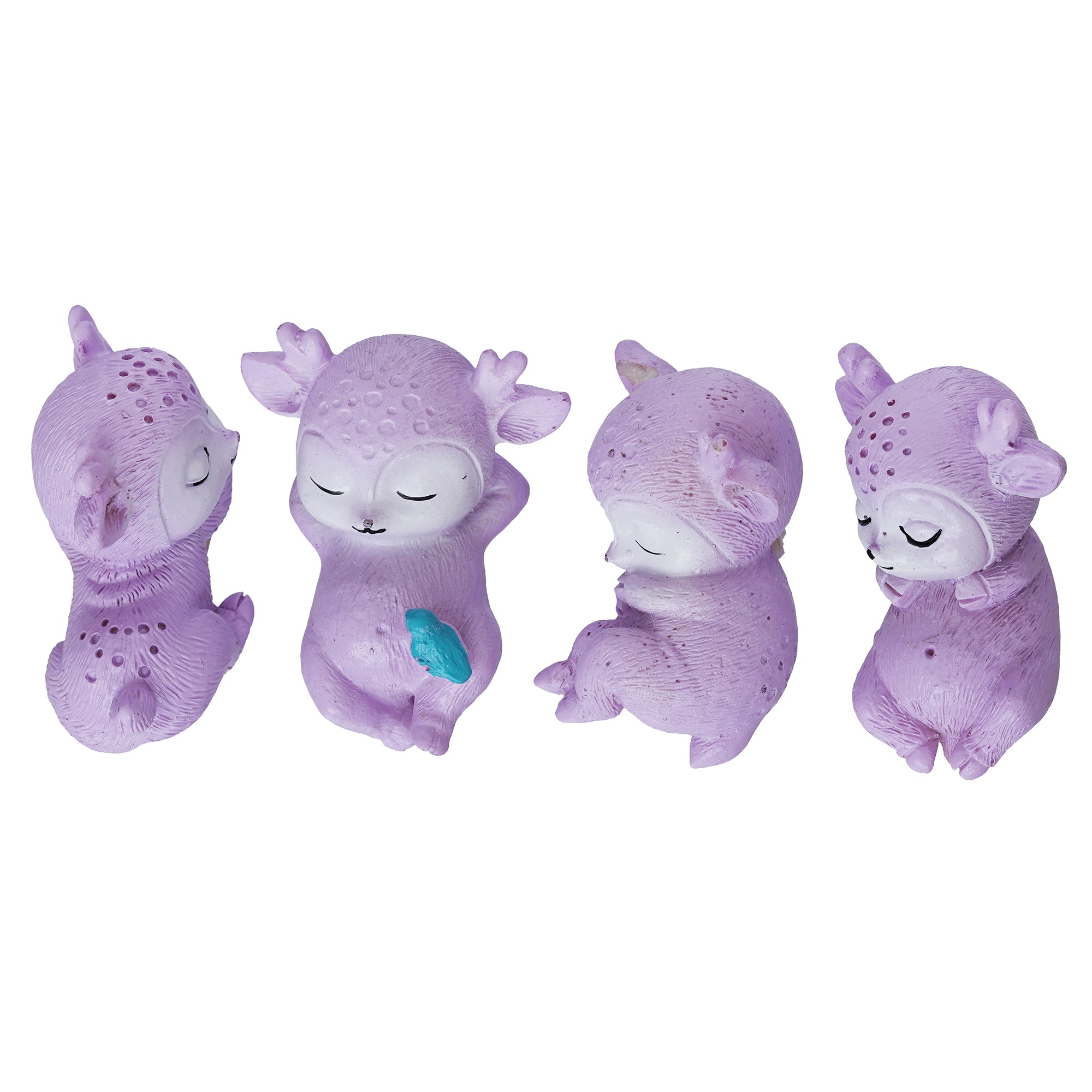 eCraftIndia Set of 4 Miniature Cute Sleeping Deer Statues Animal Figurines 2