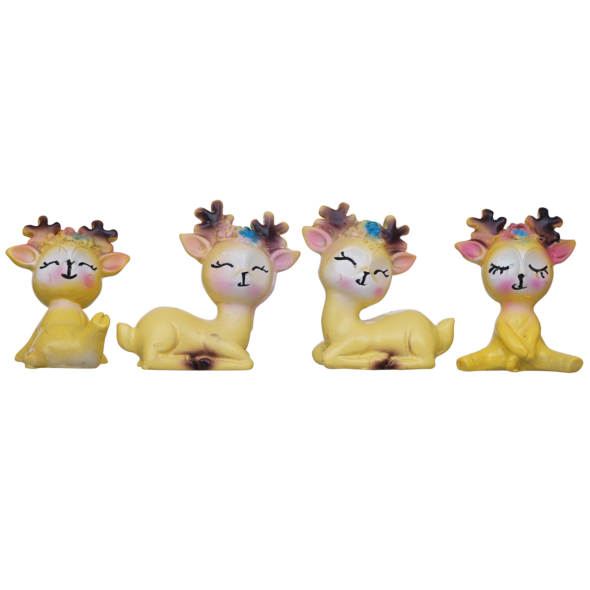 eCraftIndia Set of 4 Miniature Cute Yellow Deer Statues Animal Figurines 2