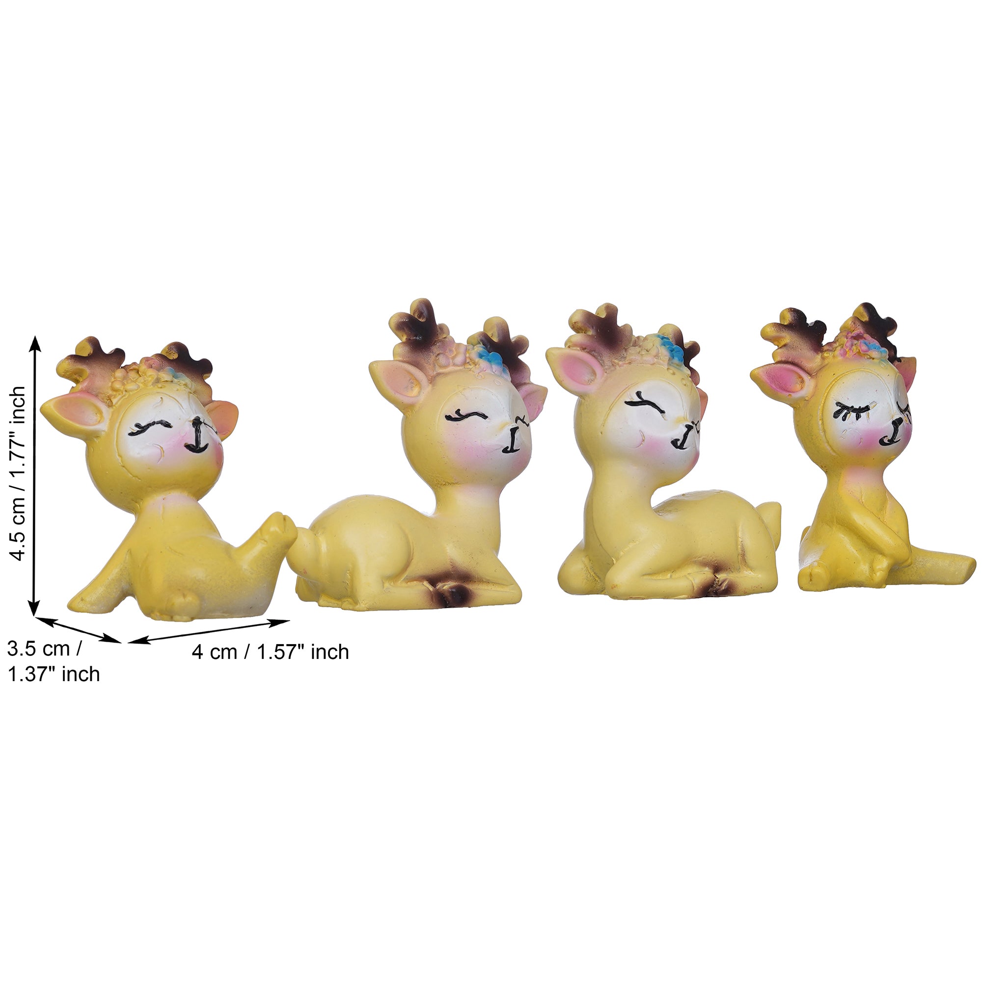 eCraftIndia Set of 4 Miniature Cute Yellow Deer Statues Animal Figurines 3