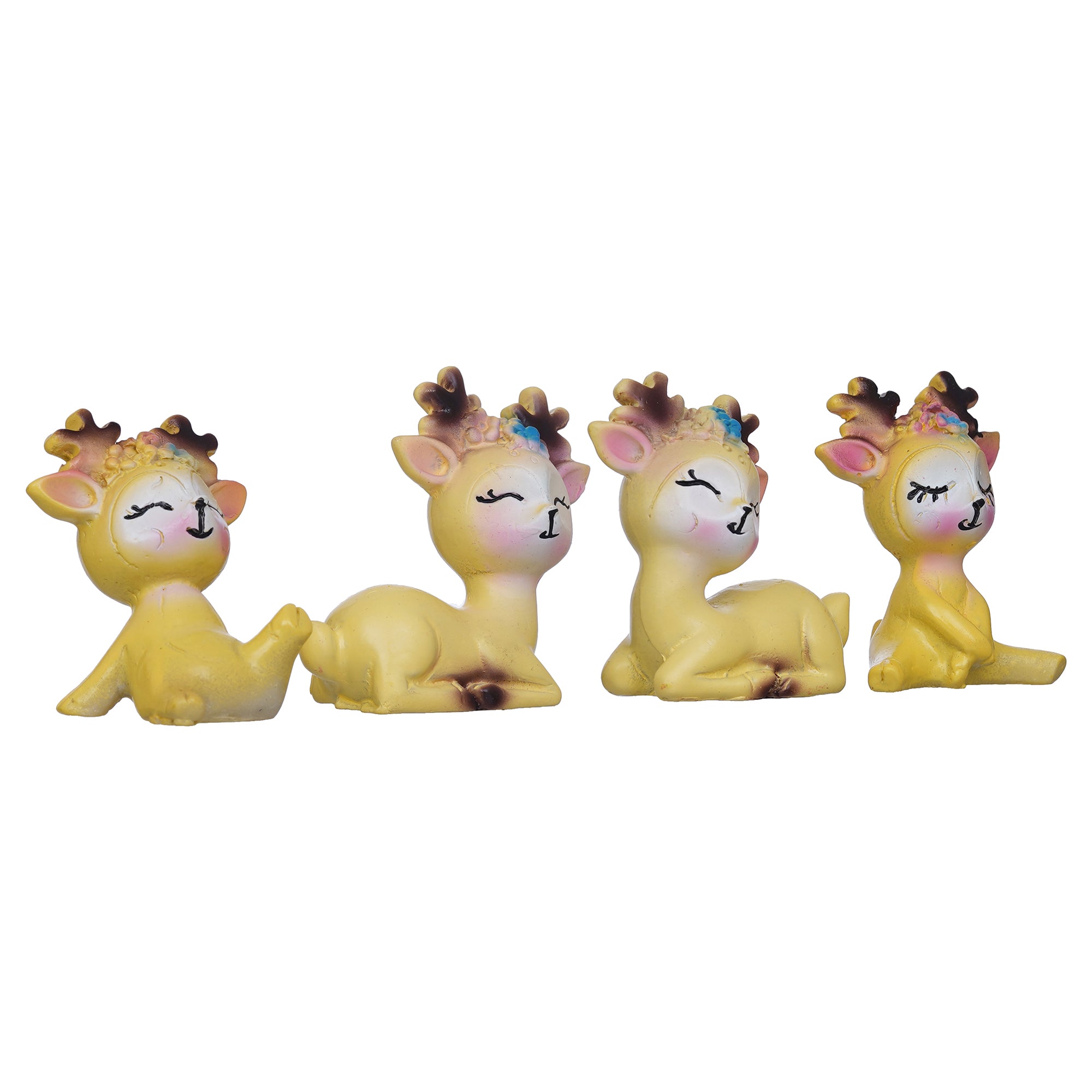 eCraftIndia Set of 4 Miniature Cute Yellow Deer Statues Animal Figurines 6