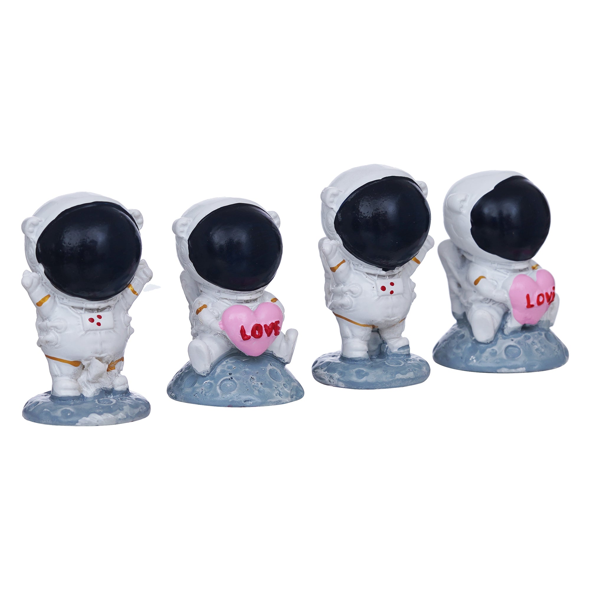 eCraftIndia 4 Astronaut Statues Spaceman Figurines Holding Love Heart Showpieces 6